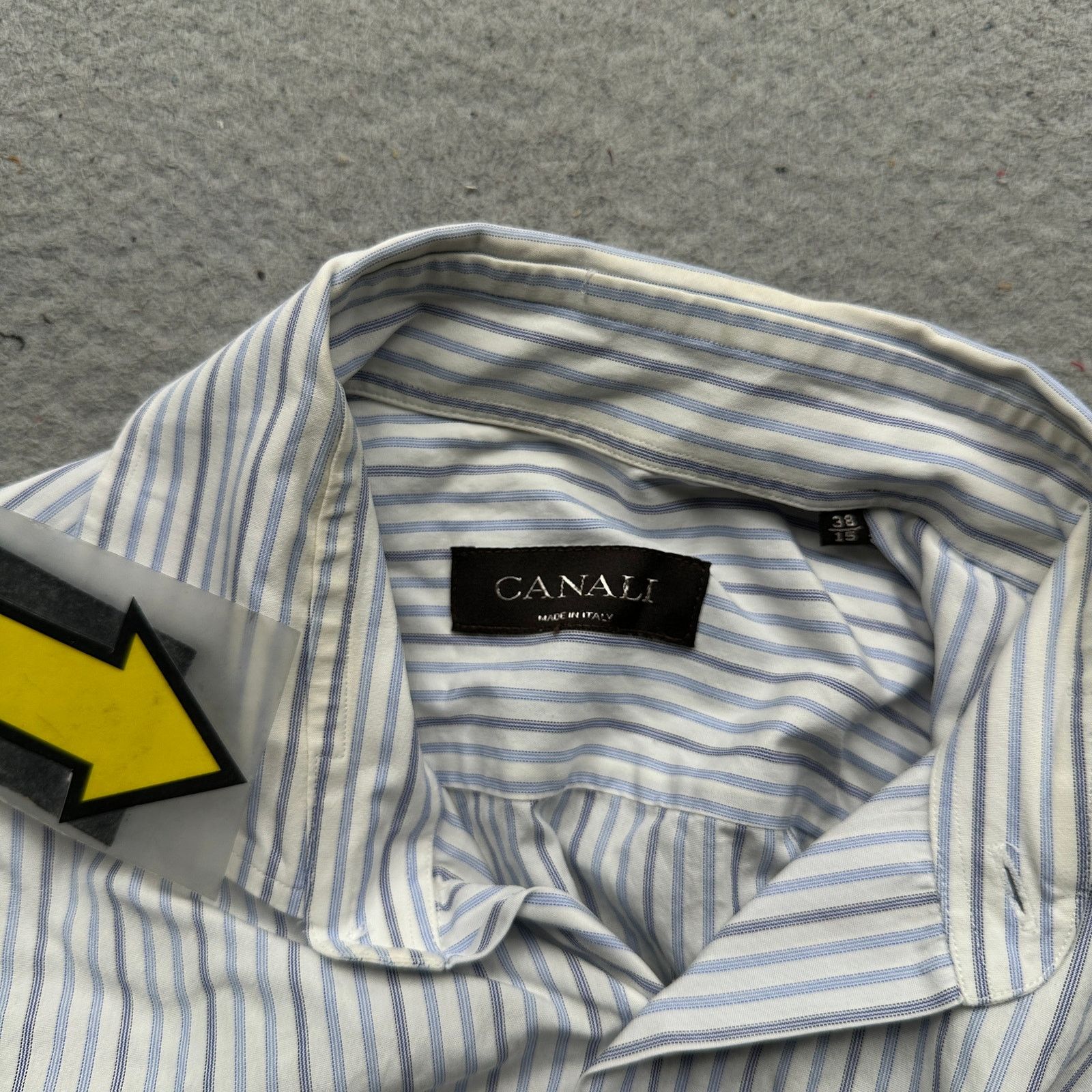 Canali Canali Blue White Striped Dress Shirt Men Medium 38 15 Italy Size US M / EU 48-50 / 2 - 3 Thumbnail