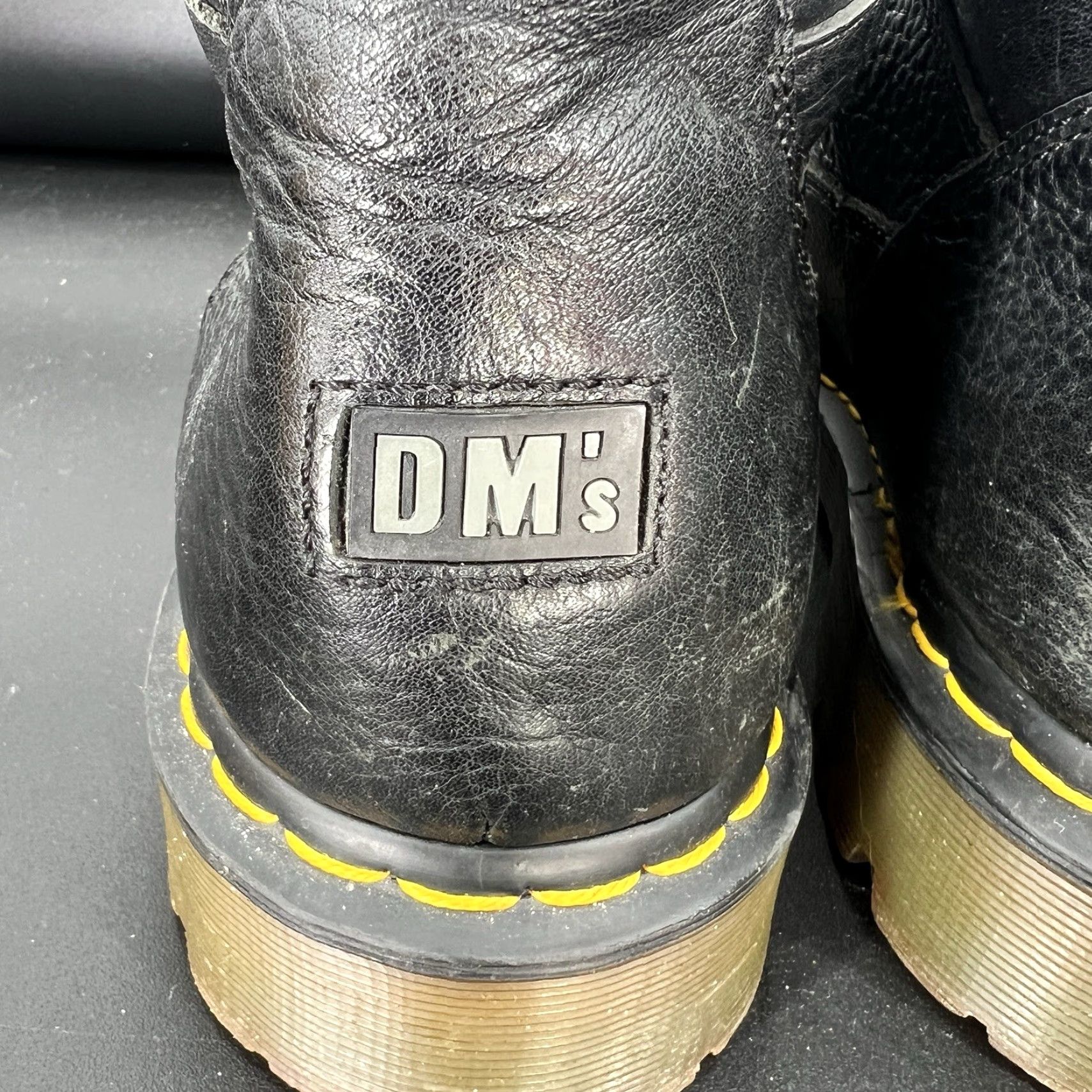 Dr. Martens VINTAGE Dr. Martens DMs Black Leather Mid Rise Work Biker Boots Mens US 14 Boots Size US 14 / EU 47 - 4 Thumbnail