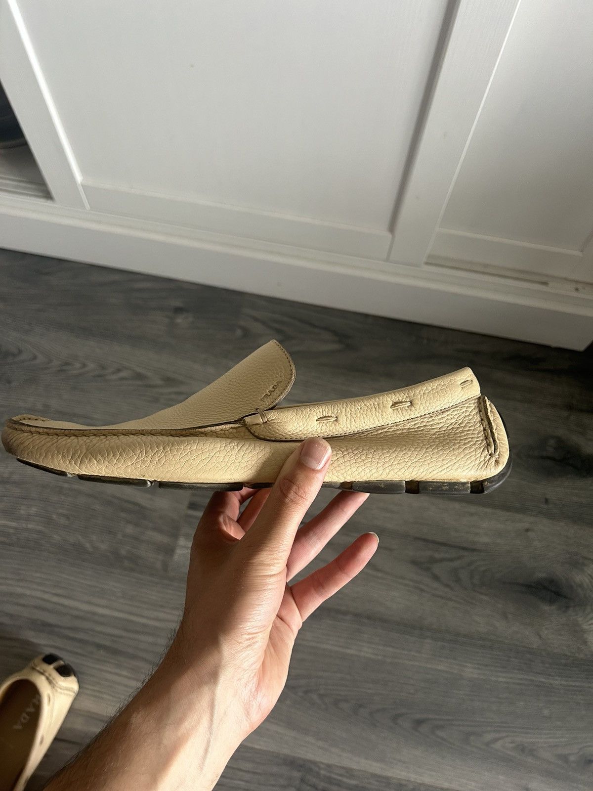 Prada Cream Leather Mocassins Size US 11 / EU 44 - 13 Thumbnail