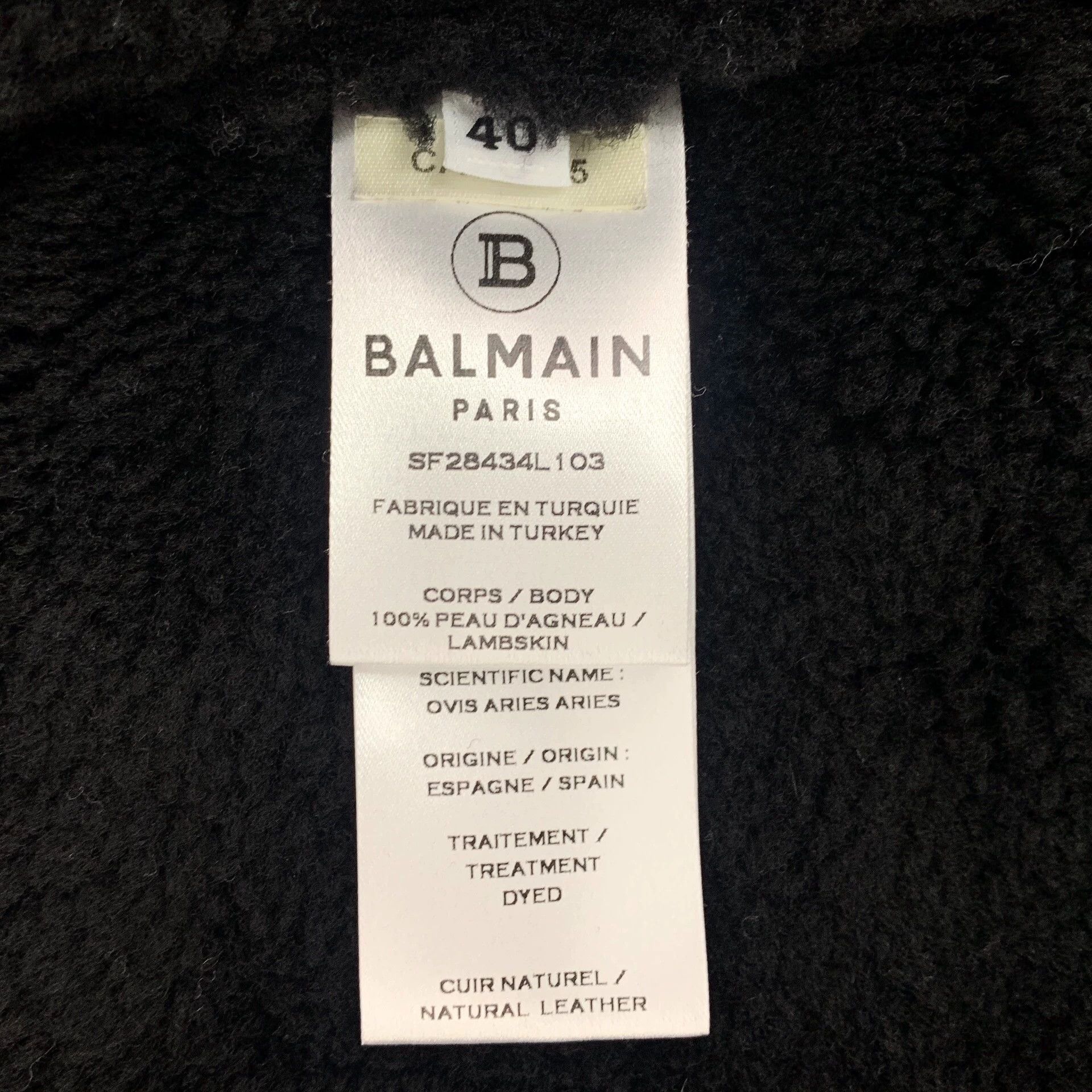 Balmain KM0794 Balmain Black Lambskin Shearling Zip-Up Jacket Size US S / EU 44-46 / 1 - 6 Thumbnail
