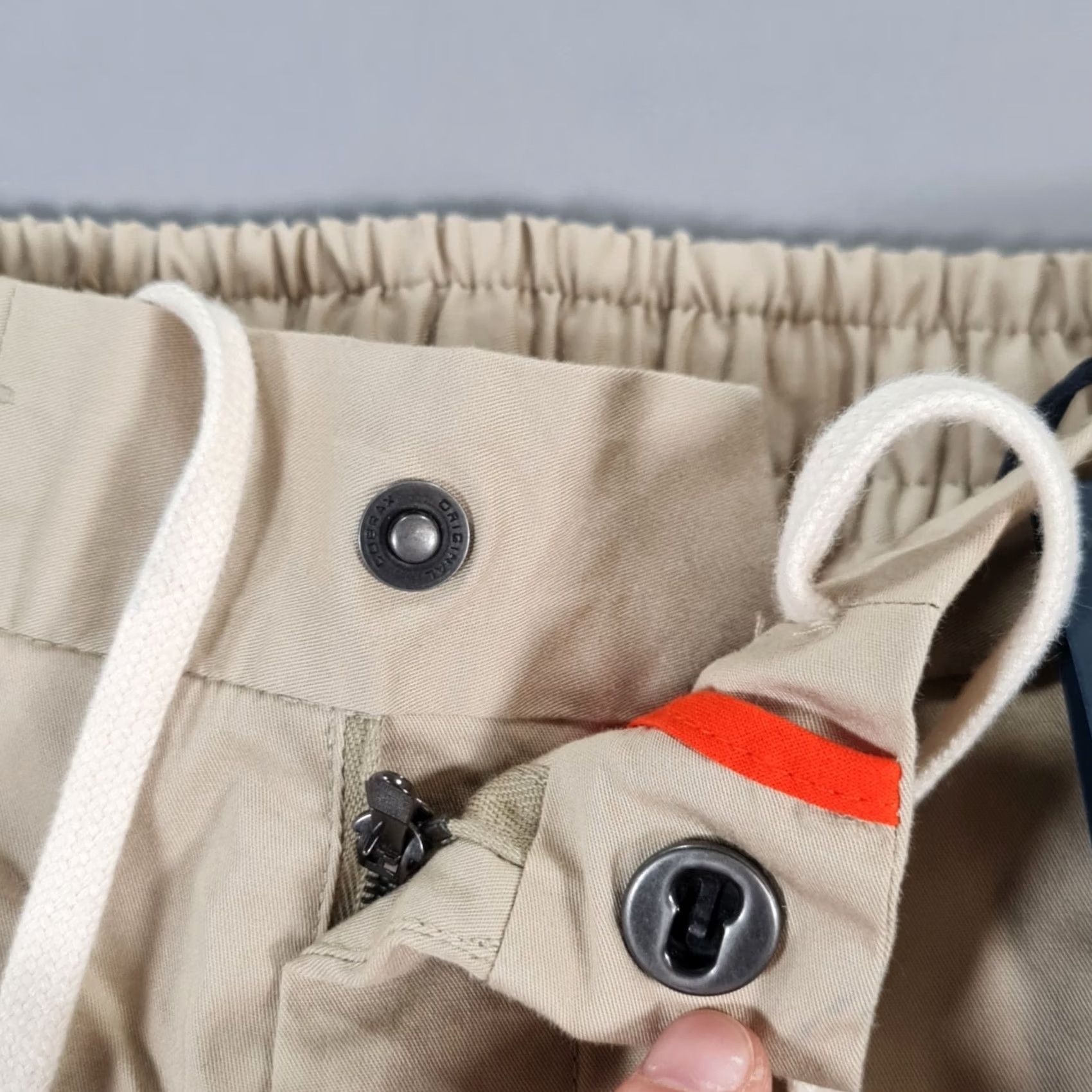 Vintage Spoke Mens Chino Trousers Beige W31 L25 Stretch Cotton Elastic Waist Flat Front Slim Regular Size US 31 - 5 Thumbnail