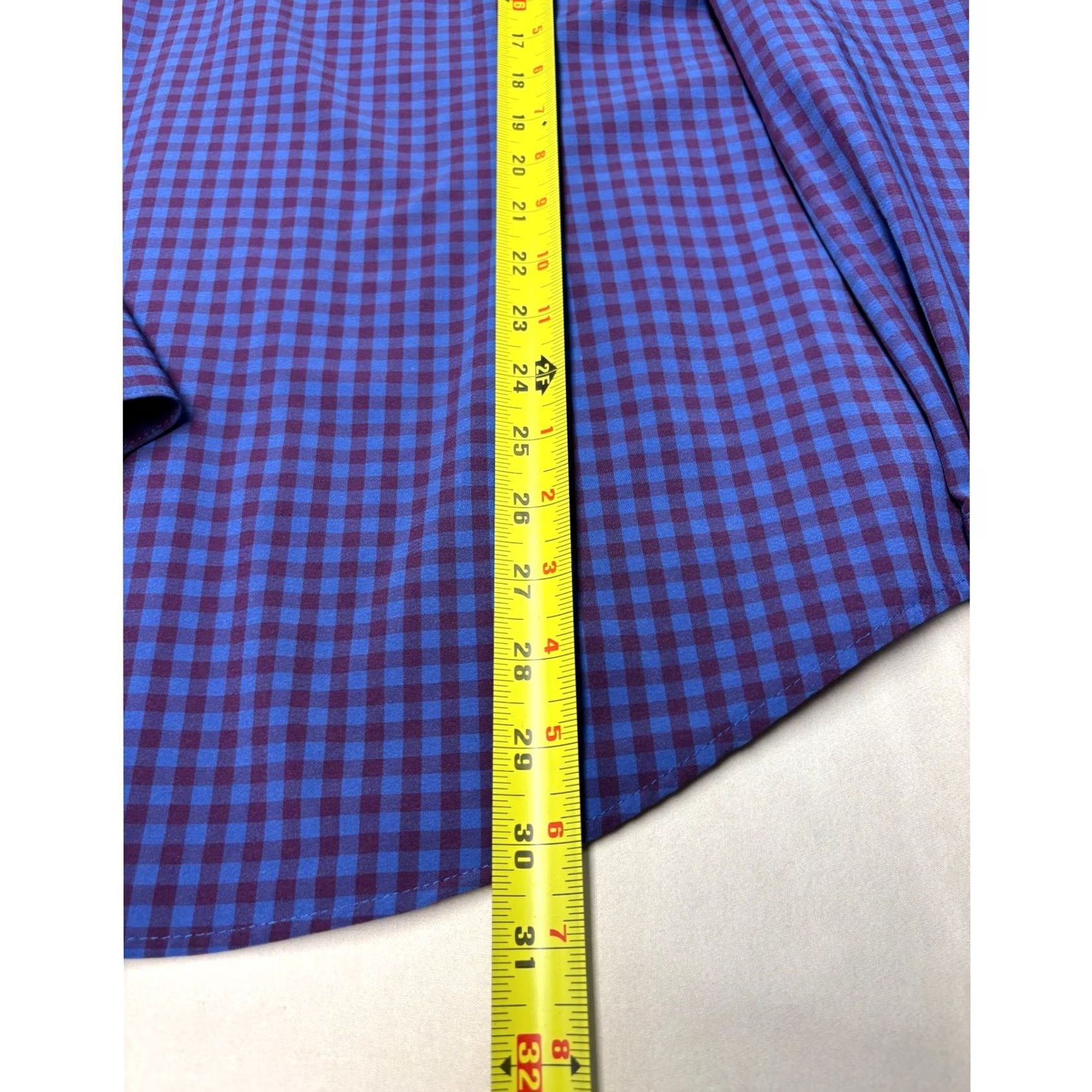Mizzen+Main Mizzen+Main Leeward Mens Large Trim Fit Gingham Dress Shirt Blue Purple Size 42R - 7 Thumbnail