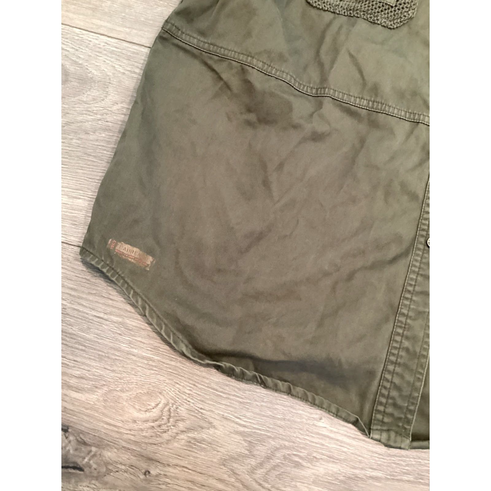 Olive VINTAGE Lauren LRL Women Shirt Adult Large Green Cotton Necks Collared Short Sleeve Snap Front Utility 1967 Military Logo Pockets Mens? Girls? Wait. Size L / US 10 / IT 46 - 2 Thumbnail