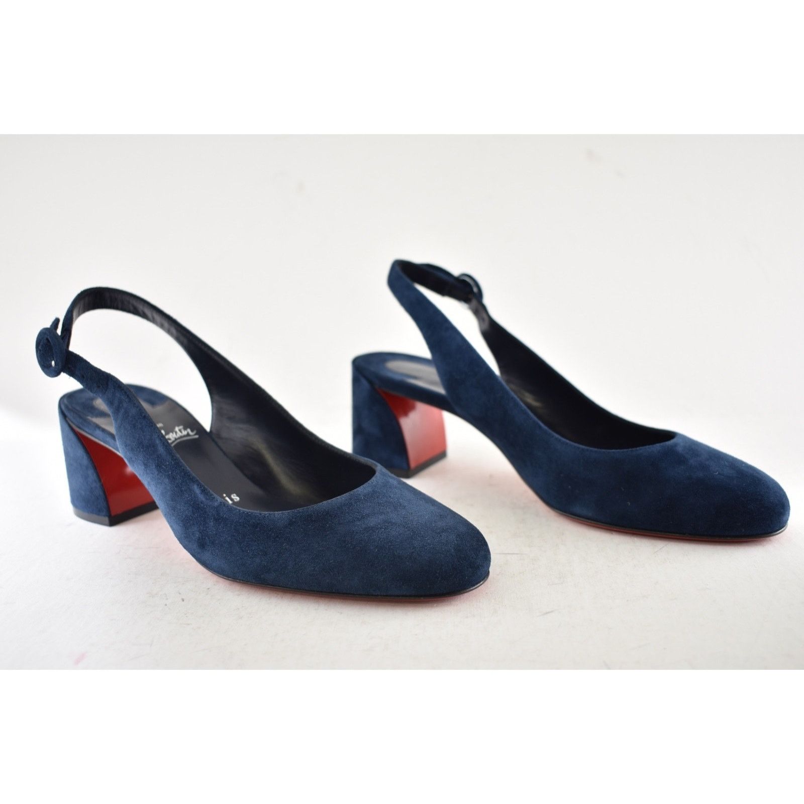 Christian Louboutin Christian Louboutin So Jane Sling 55 Marine Blue Heel 36 Size US 5 / IT 35 - 4 Thumbnail