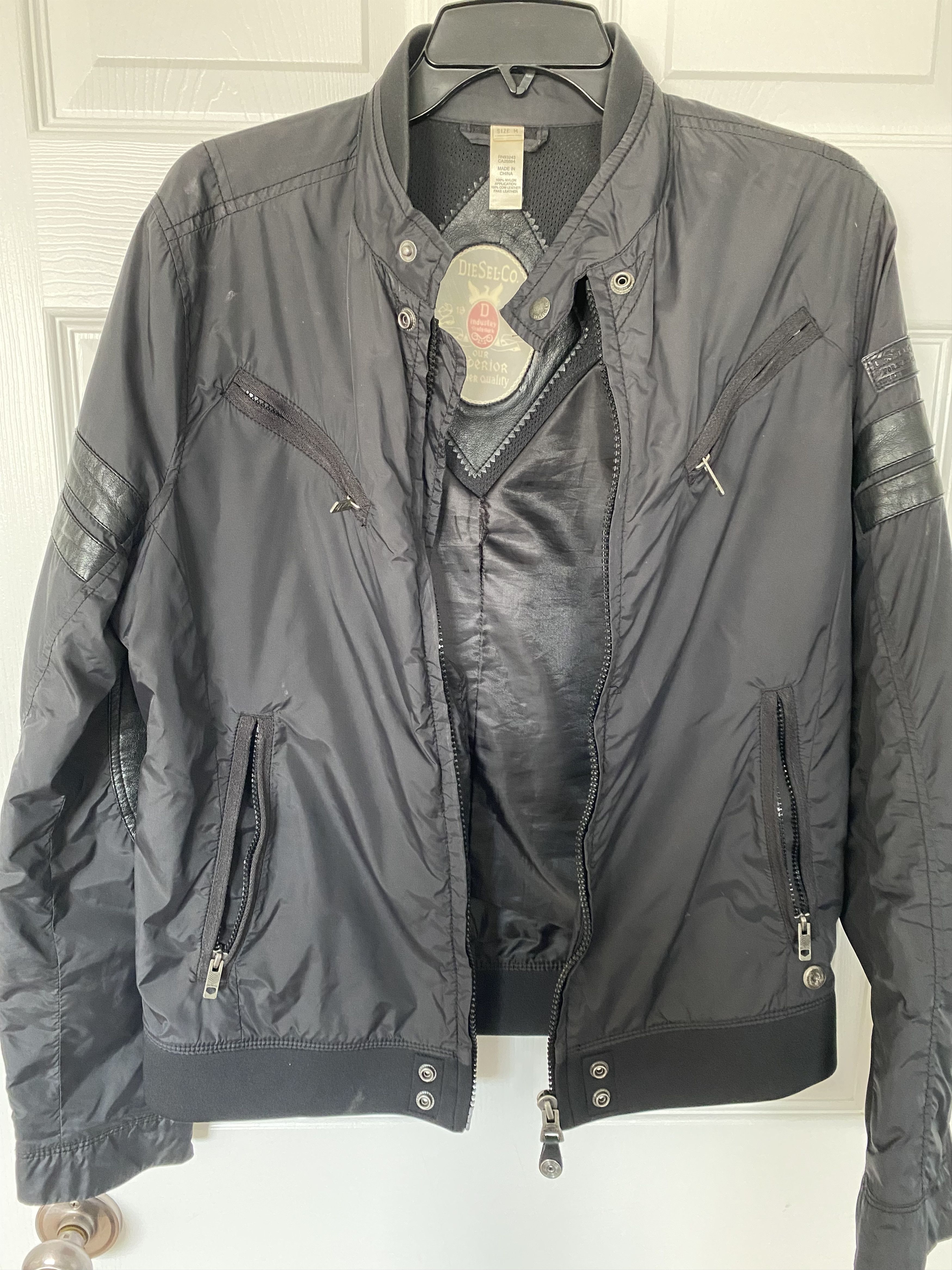 Diesel Diesel Co. Industry Nylon Moto Bomber - Leather-Trimmed Size US M / EU 48-50 / 2 - 1 Thumbnail