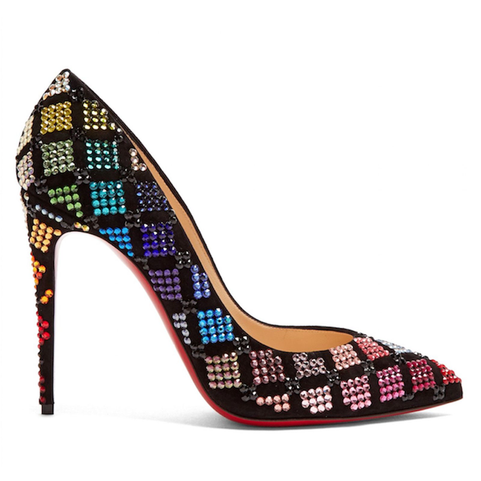 Christian Louboutin Arletta 100 Black Suede Red Strass Pigalle Heel Pump 36.5 Size US 6.5 / IT 36.5 - 3 Thumbnail