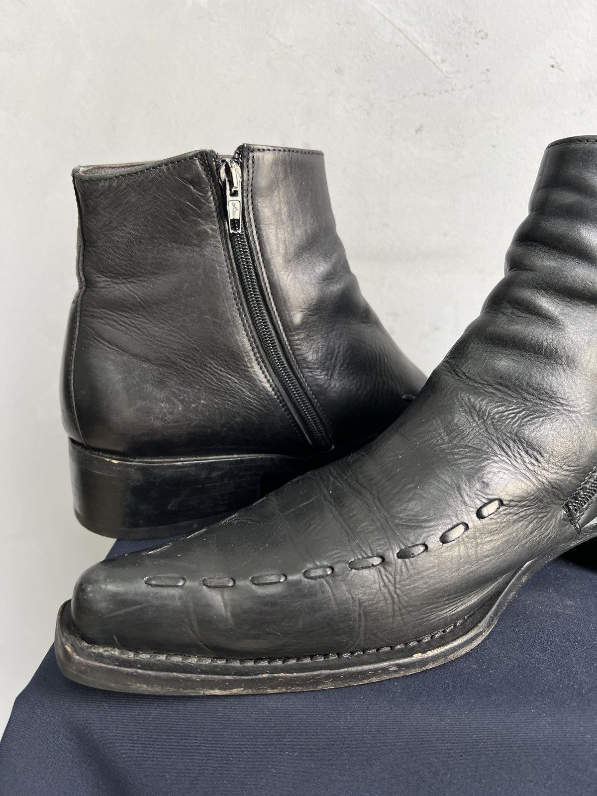 Western Rise Avant garde black opium leather hedi slimane style boots Size US 8.5 / EU 41-42 - 7 Thumbnail