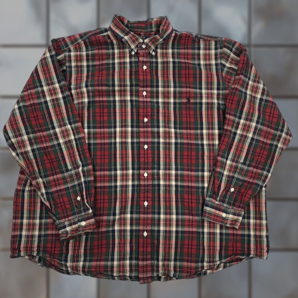 Polo Ralph Lauren Polo Ralph Lauren Shirt 3XB Button-Down Plaid Long Sleeve Men Red Green Blue Cream Logo Embroidered Cotton Casual Classic Preppy 3XB Mens Shirt Size US XXL / EU 58 / 5 - 1 Thumbnail