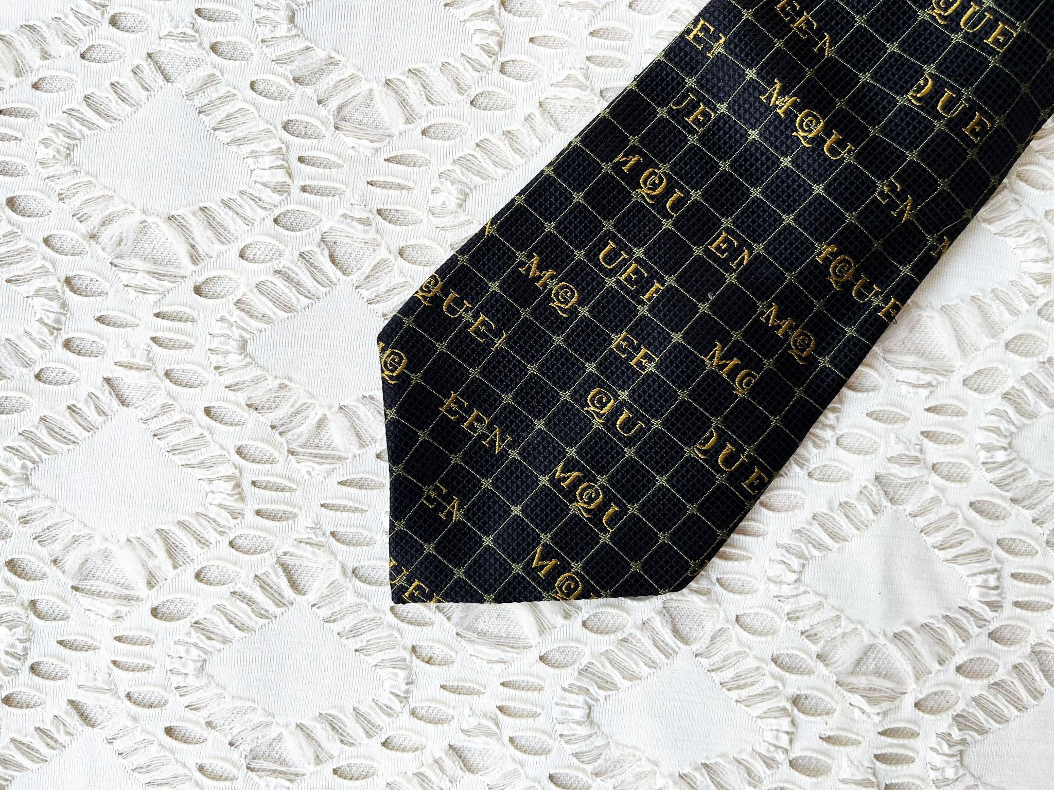 Alexander McQueen ALEXANDER MCQUEEN Monogrammed logo printed silk Necktie Size ONE SIZE - 6 Thumbnail