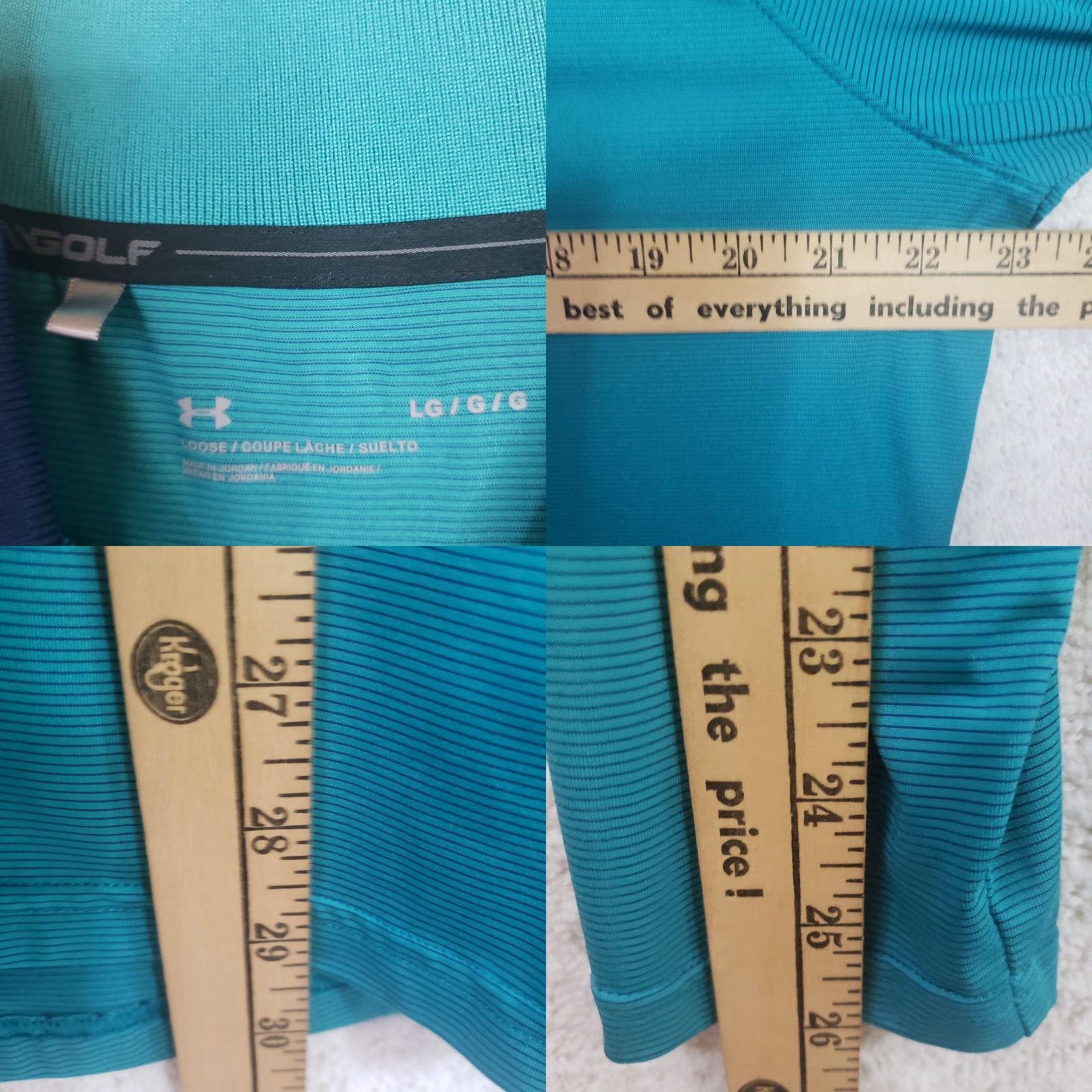 Under Armour UNDER ARMOUR Men L Teal Striped 1/4 Zip Loose Fit Pullover Jacket Breathable Threadborne Size US L / EU 52-54 / 3 - 8 Thumbnail