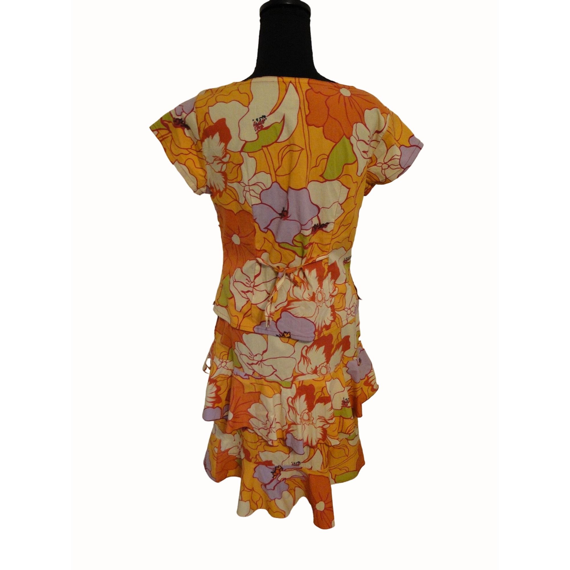 Globe-Trotter Globe Trotter Bali Top Skirt Set XL L Orange Beaded Snap Ruf Size XL / US 12-14 / IT 48-50 - 3 Thumbnail