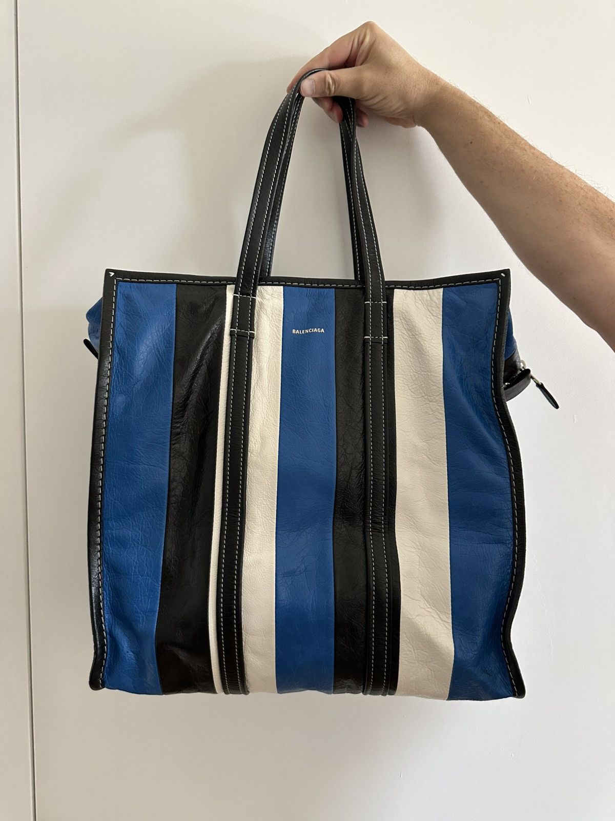 Balenciaga Leather Tote Stripe
