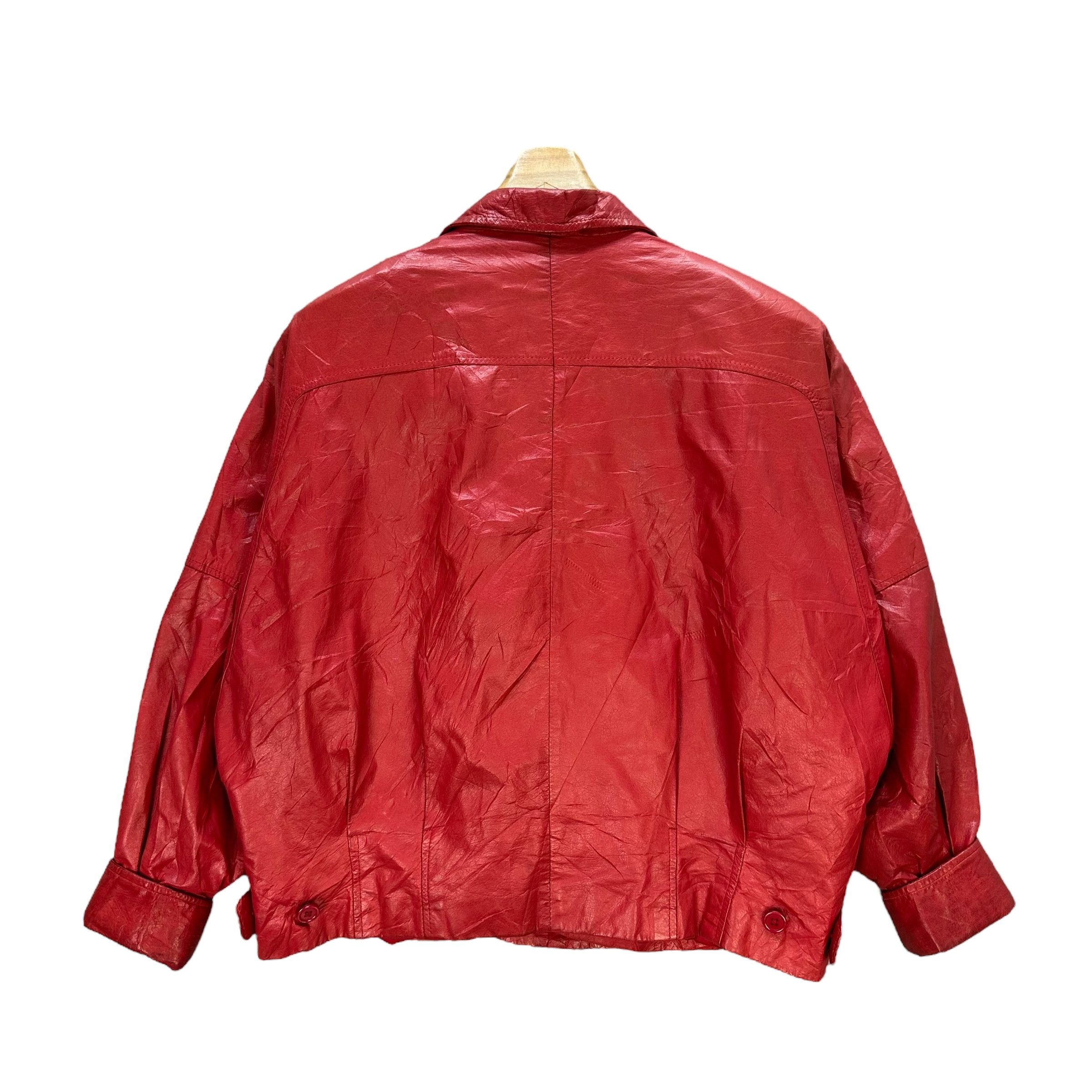 Japanese Brand LEGNA ANGEL LEATHER Red Crop Leather Jacket #A41-0941 Size M / US 6-8 / IT 42-44 - 13 Thumbnail