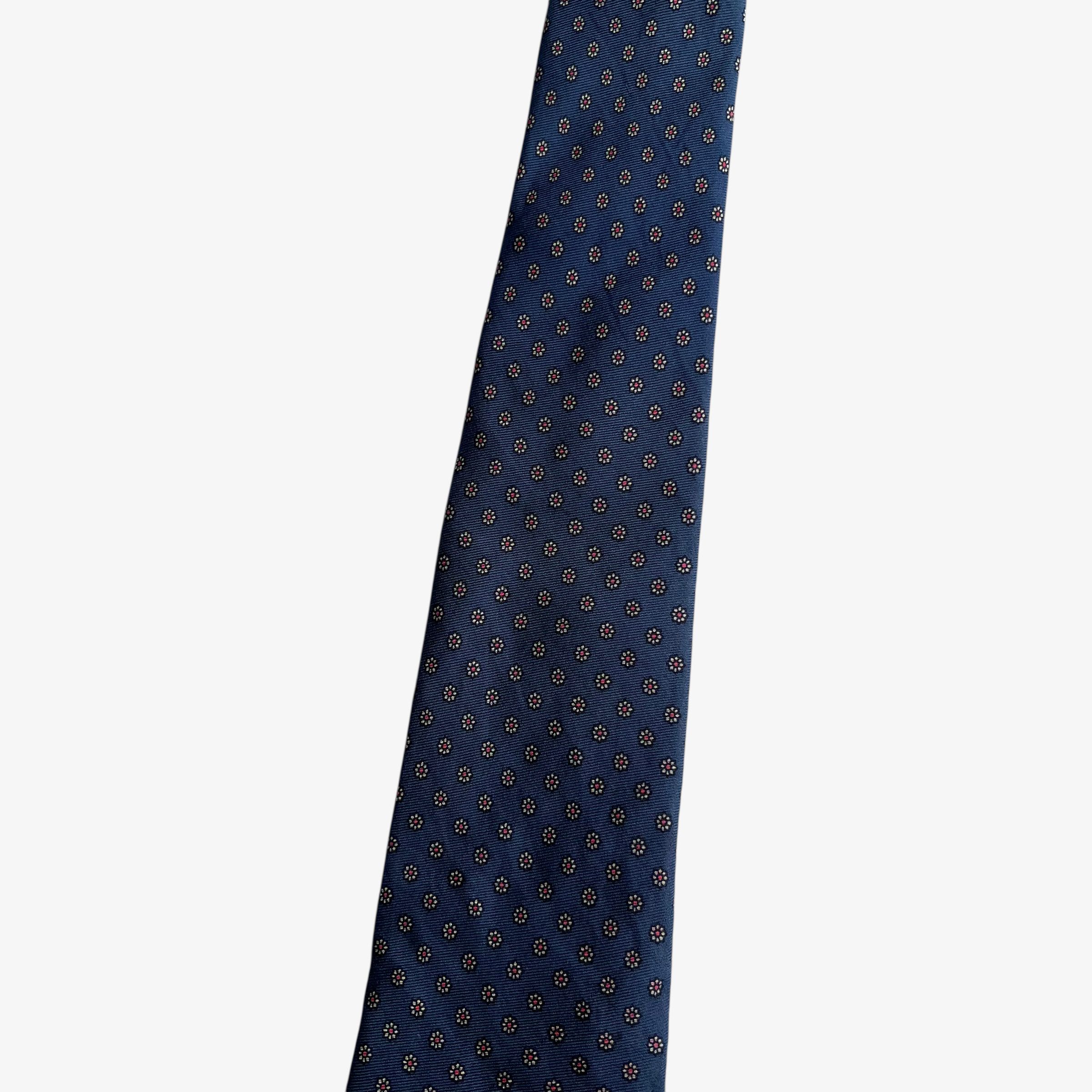 Brooks Brothers Vintage 80s Brooks Brothers Floral Print Navy Silk Tie Size ONE SIZE - 4 Thumbnail