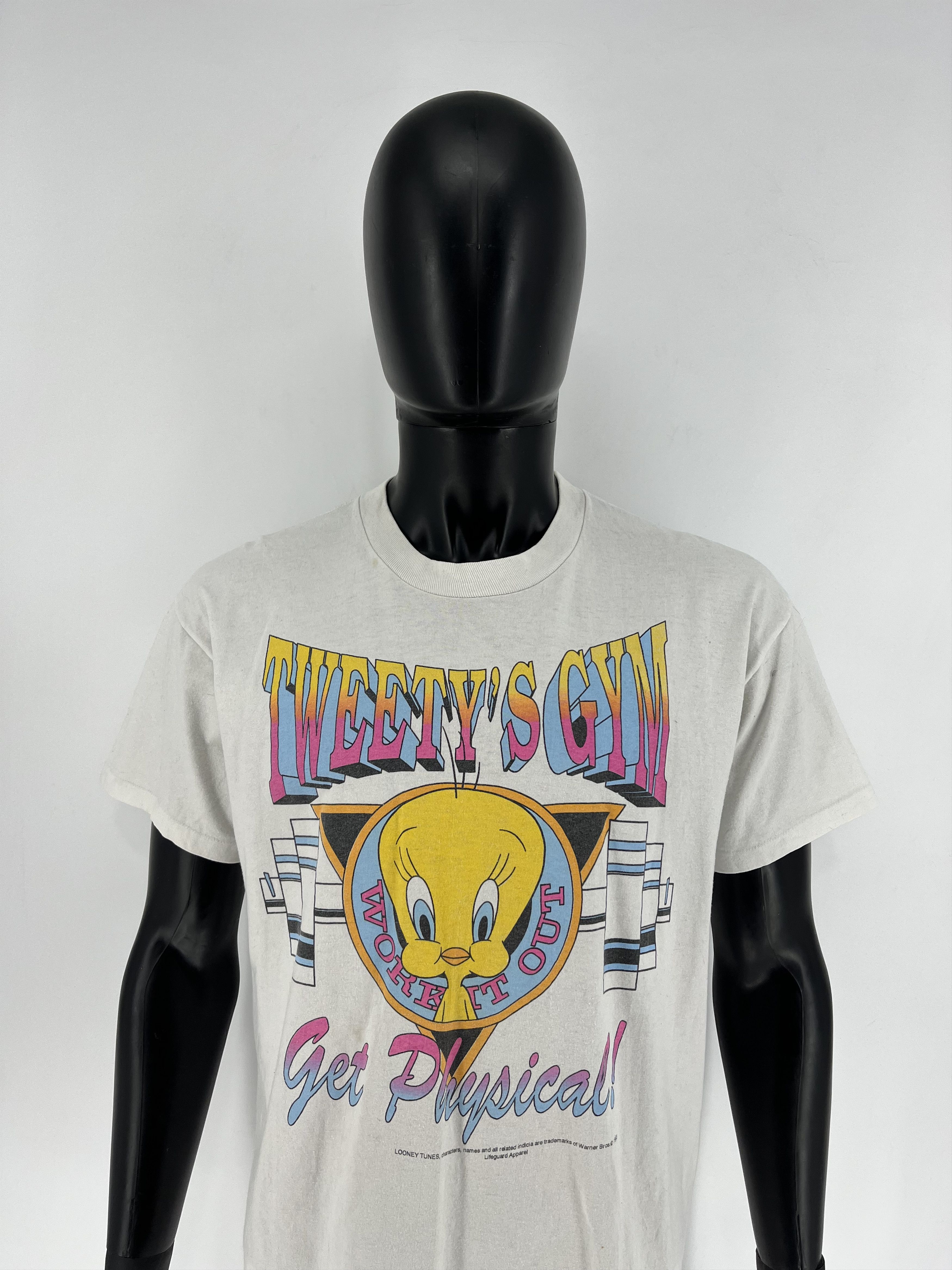 Disney × Vintage × Warner Bros Vtg 1993 Tweety’s Gym Looney Tunes Workout Theme Mens TShirt Size US L / EU 52-54 / 3 - 1 Thumbnail