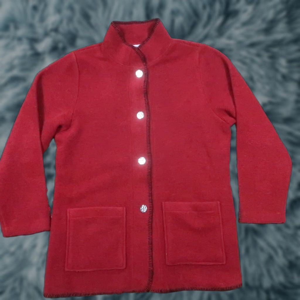 Vintage VINTAGE The Vermont Country Store Wool Blend Cardigan Sweater Women Red Long Sleeve Button Pockets Knit Jacket Casual Size S / US 4 / IT 40 - 1 Thumbnail