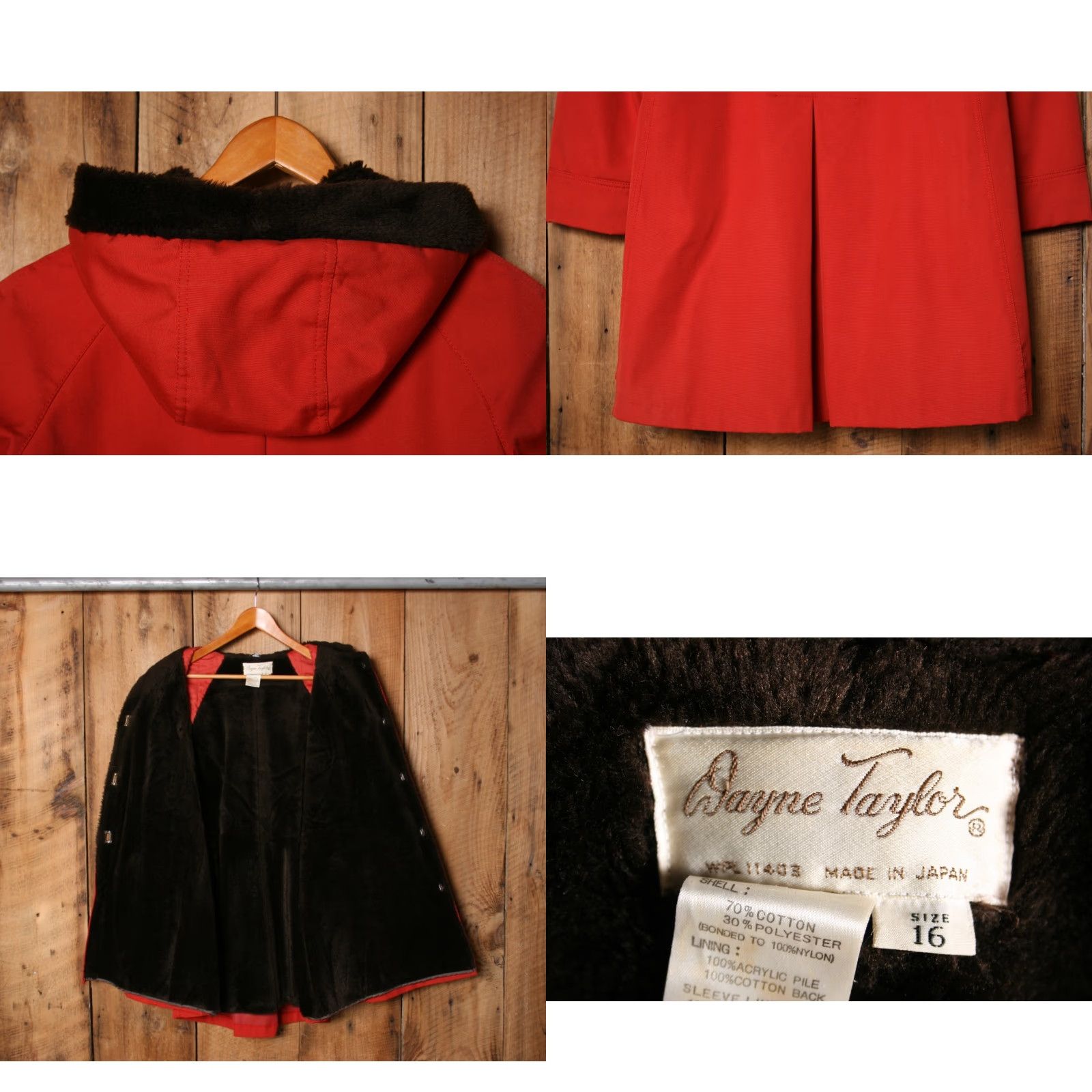 Vintage VINTAGE Wayne Taylor Red Faux Fur Lined Hooded Commuter Coat Women's Sz. 14-16 / 16 / Red / Coat / Parka / Womens Size XXL / US 16-18 / IT 52-54 - 8 Thumbnail