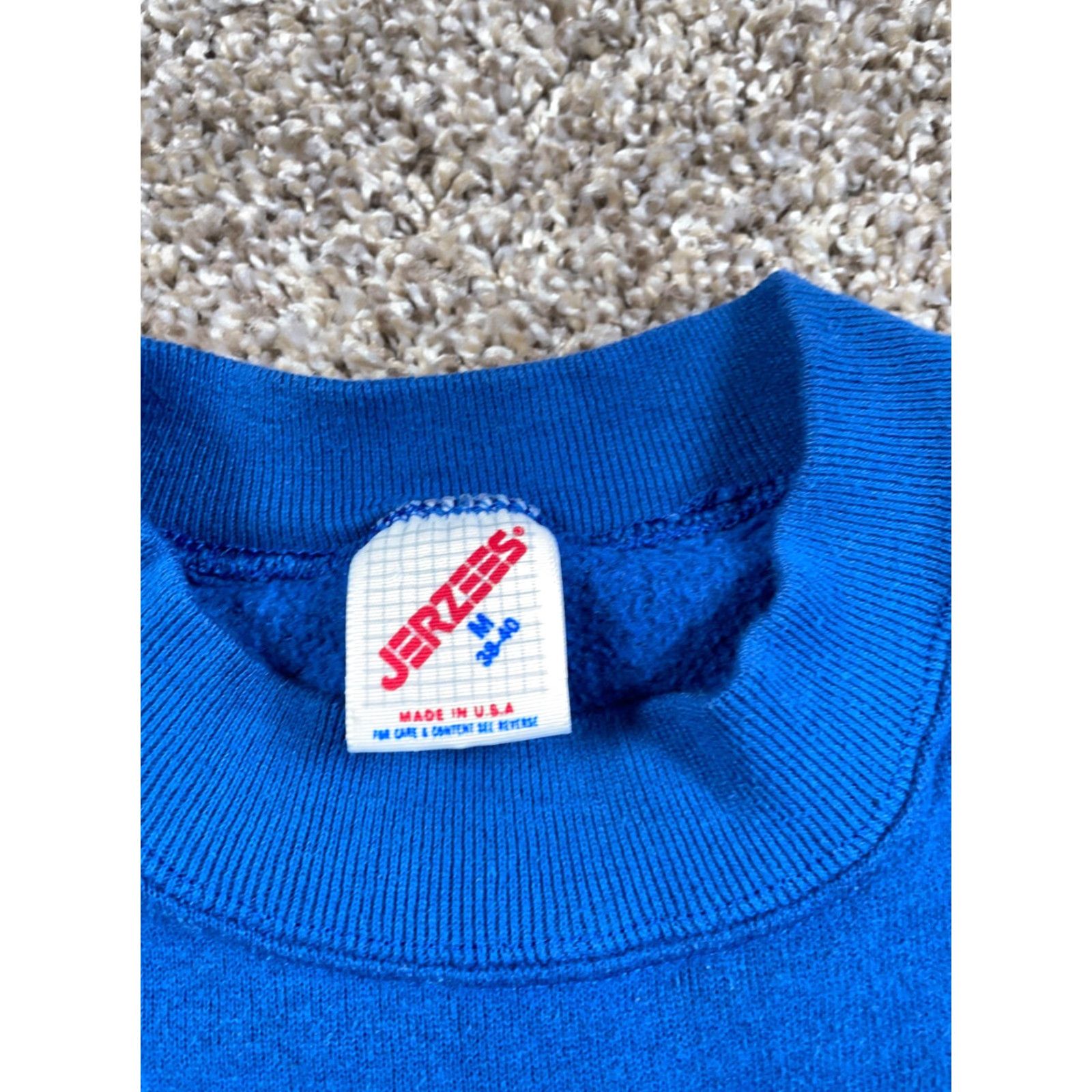 Jerzees VTG Jerzees Sweatshirt 90s Blue Adult Medium 50/50 Skiing Polar Bear Print Crew Neck Pullover Men M Retro Graphic Print Size US M / EU 48-50 / 2 - 4 Thumbnail