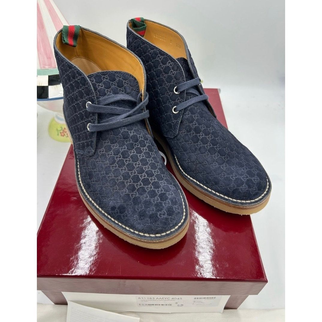 Gucci Men's Gucci MOREAU GG suede ankle boots size 8 fits 8.5 US Size US 8.5 / EU 41-42 - 3 Thumbnail