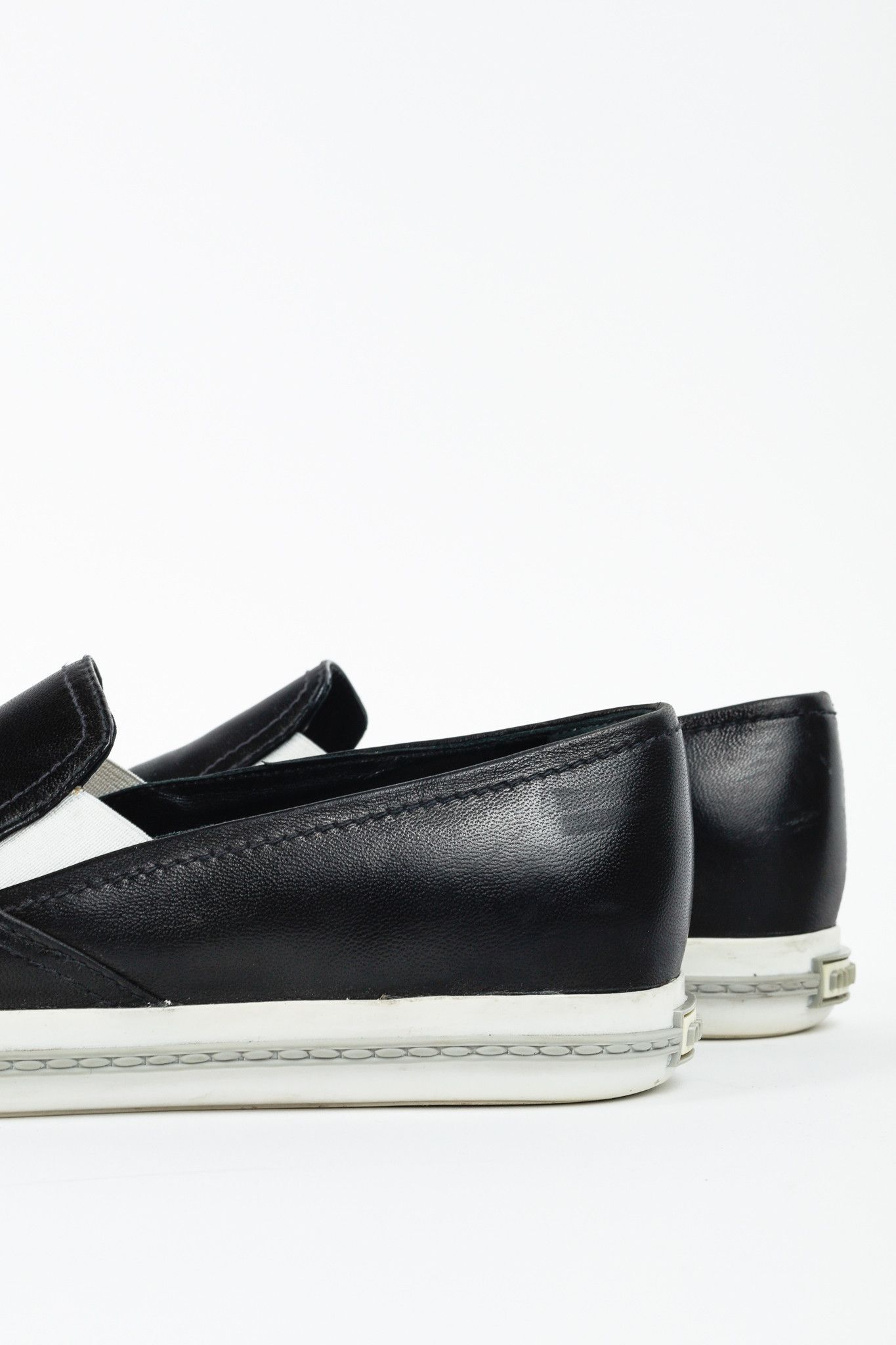 Miu Miu Miu Miu Black Metal-Cap-Toe Slip-On Sneakers Size US 6.5 / IT 36.5 - 9 Thumbnail