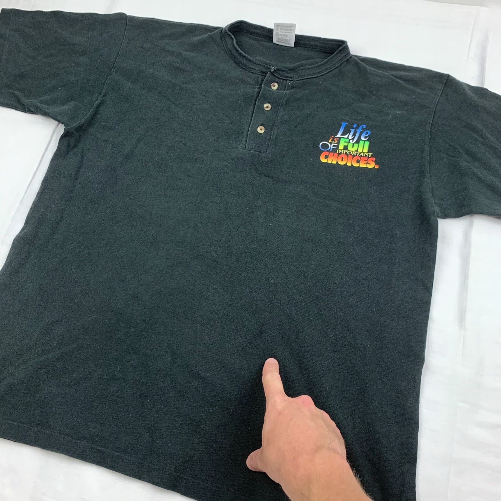 Vintage Vintage Guitar T Shirt Adult Large Black Life is Full of Choices Henley Neck 90s Size US L / EU 52-54 / 3 - 7 Thumbnail