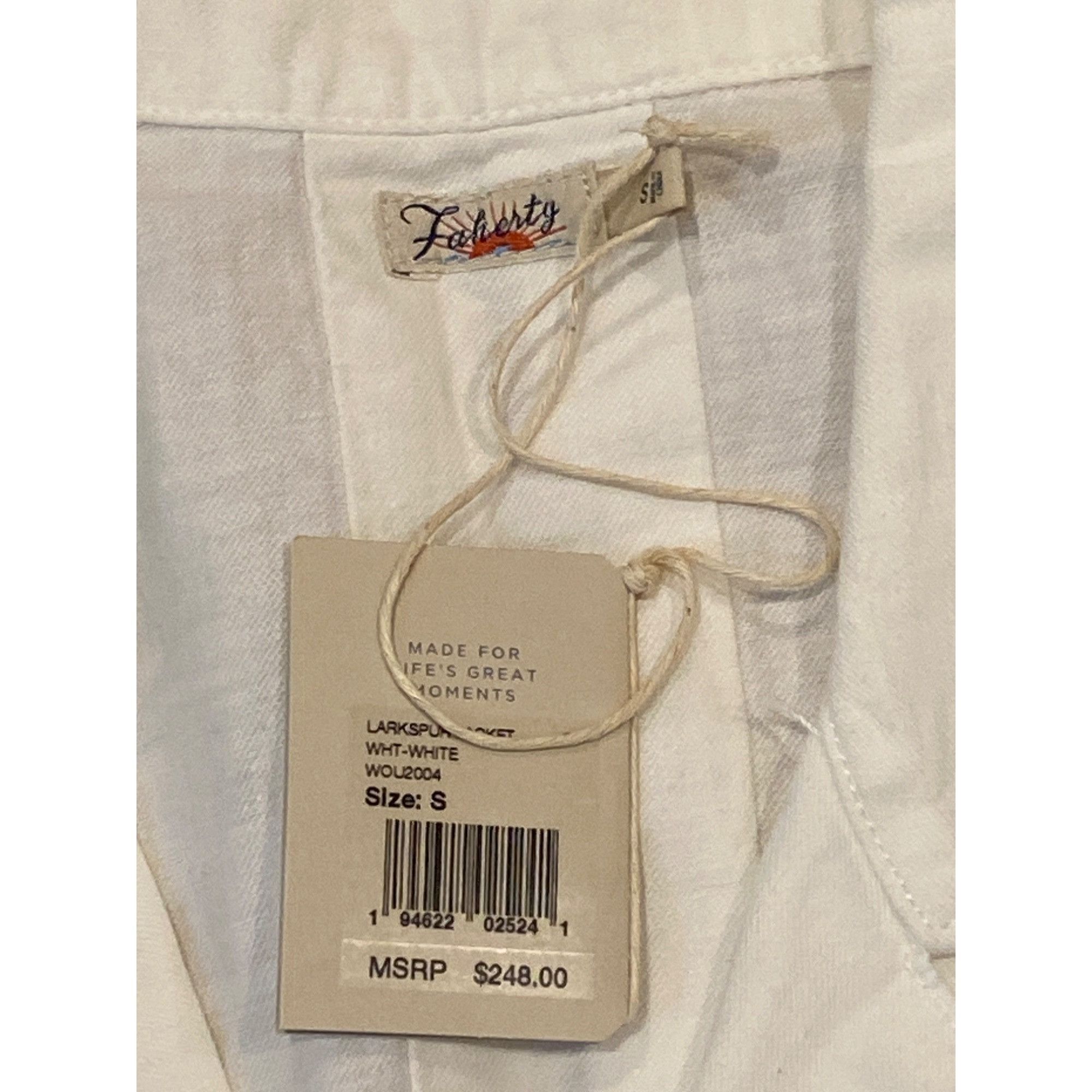Faherty NWT Faherty $248 Women's Small Larkspur Jacket White Linen B Size S / US 4 / IT 40 - 6 Thumbnail