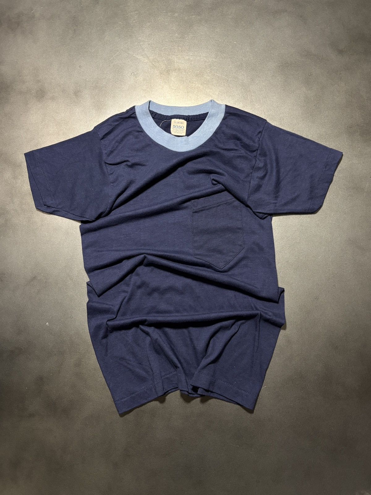 Vintage 1980s Ringer Tee 80s Vintage Blank Tee 5050 Thrashed Surplus Size US S / EU 44-46 / 1 - 1 Thumbnail