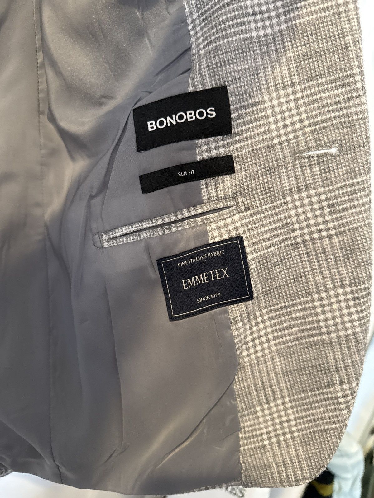 Bonobos Wool Grey and White Bonobos Blazer Size 38S - 2 Thumbnail