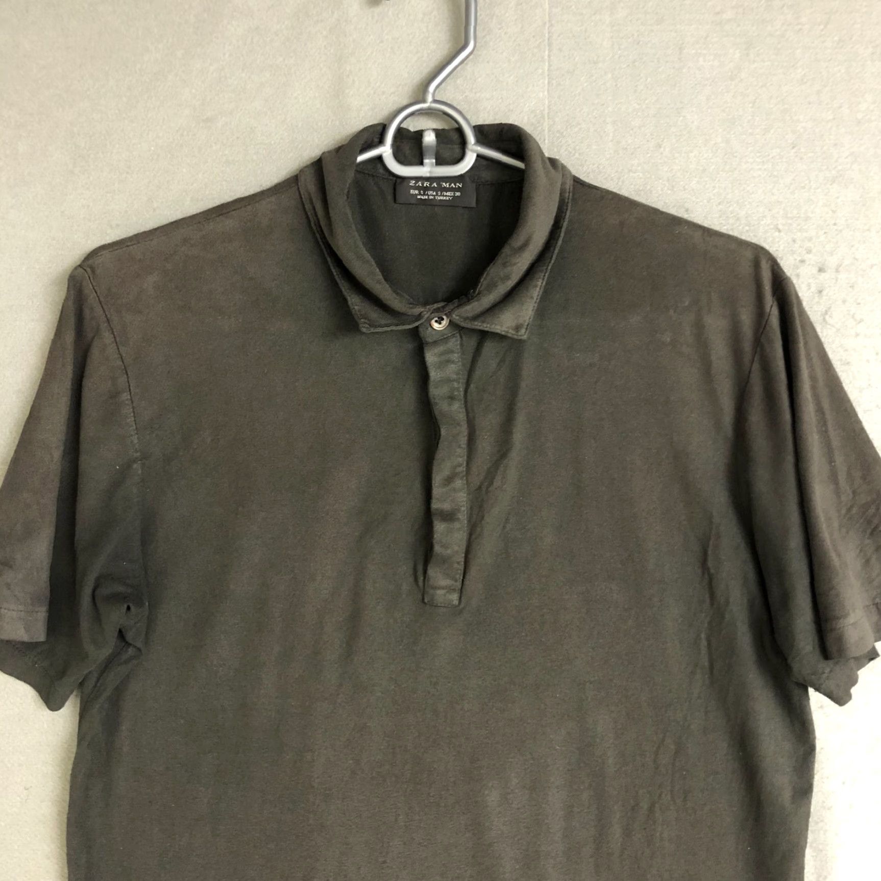 Zara Zara Polo Shirt Mens S Brown Short Sleeve Lightweight Faux Suede Collar Modern Shirt Size US S / EU 44-46 / 1 - 5 Thumbnail
