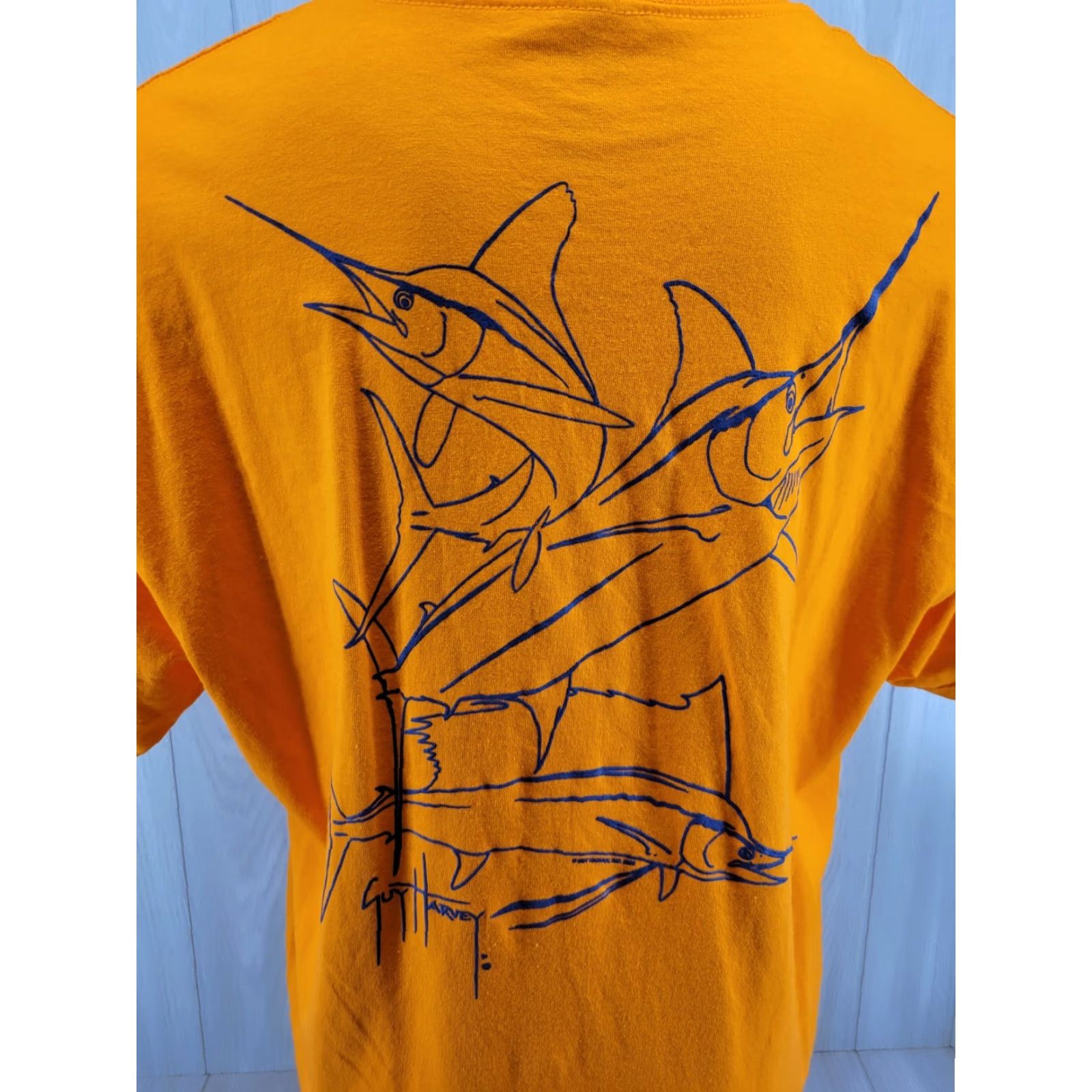 Guy Harvey GUY HARVEY T-Shirt SHIRT Orange XL Mens Blue Outlines Swordfish Size US XL / EU 56 / 4 - 7 Thumbnail