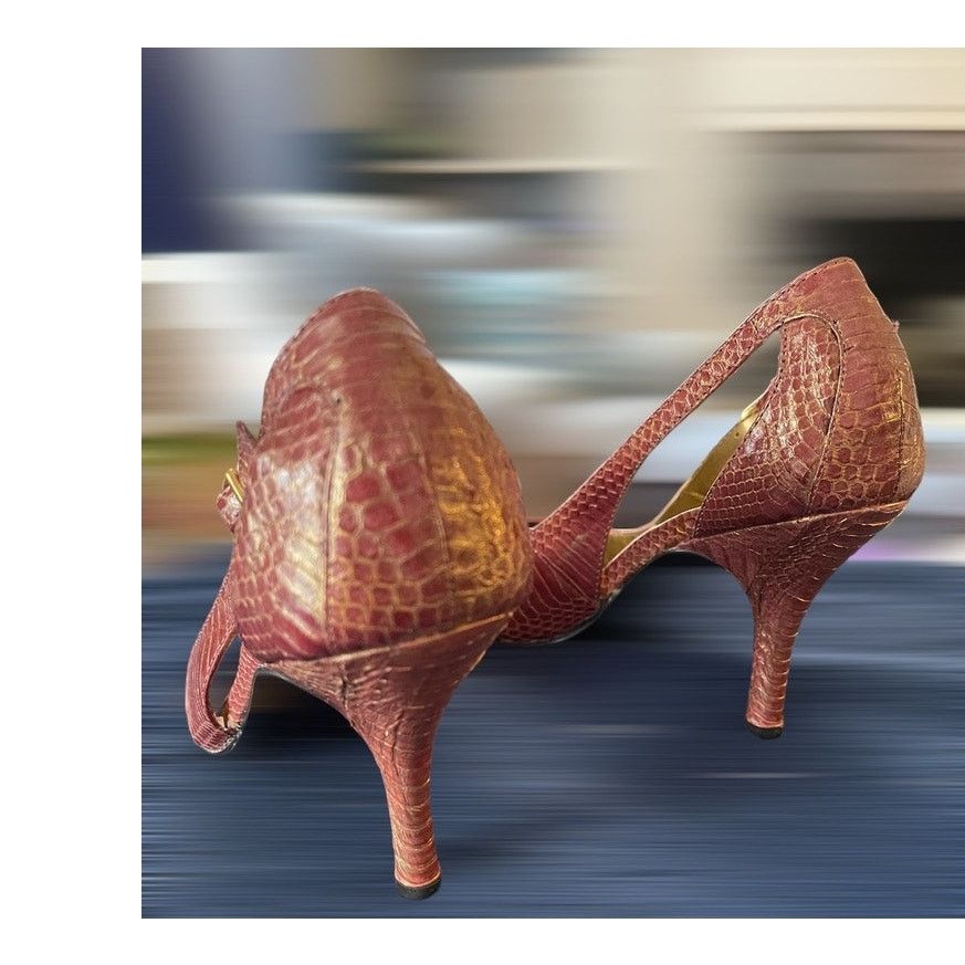 Unknown London Bandolino Pumps Shoes Heels Sling Back Snake Skin Sz 6.5 Size US 6.5 / IT 36.5 - 4 Thumbnail