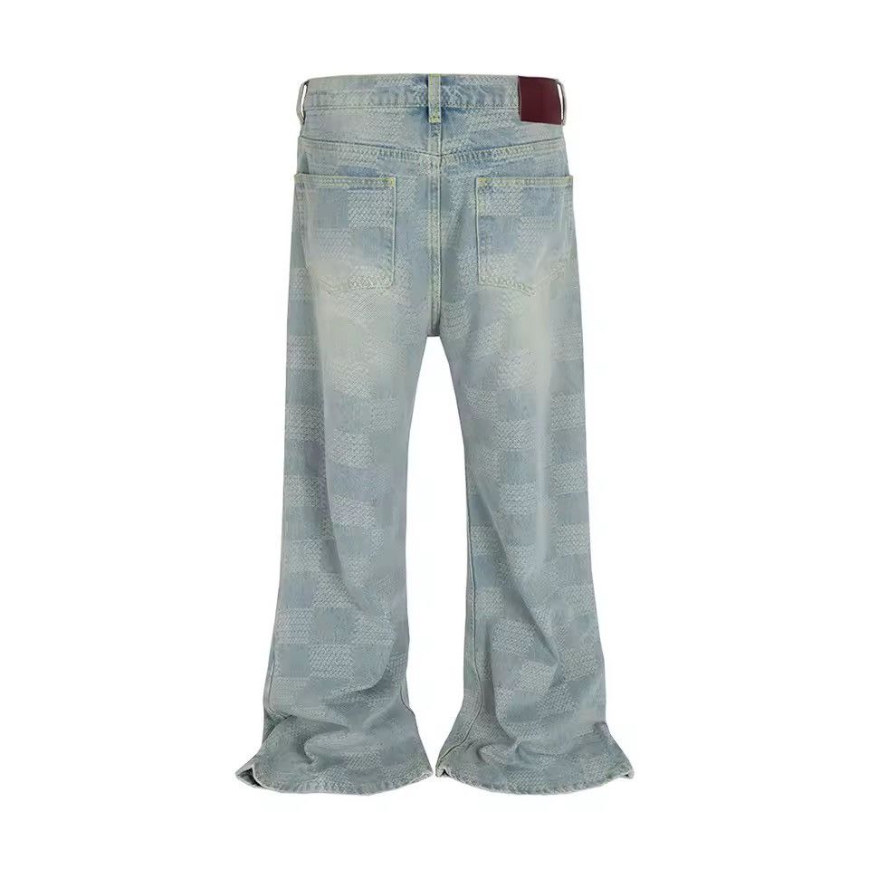 Jean Flared Patchwork Oversized Baggy Blue Washed Jeans Pants Size US 33 - 2 Thumbnail