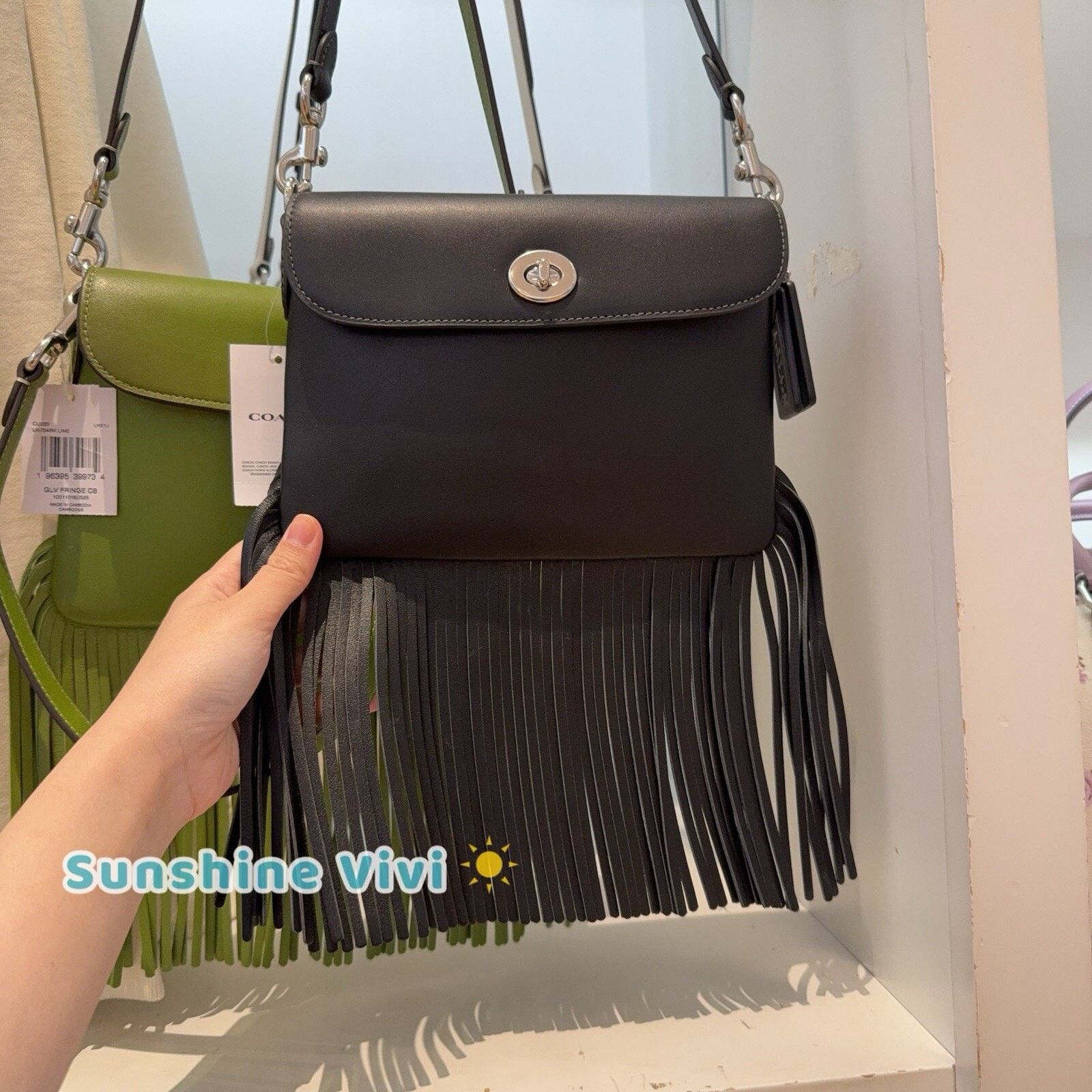 Coach NWT COACH 1964 Fringe Bag Glovetanned leather Black CU033 Size ONE SIZE - 2 Thumbnail