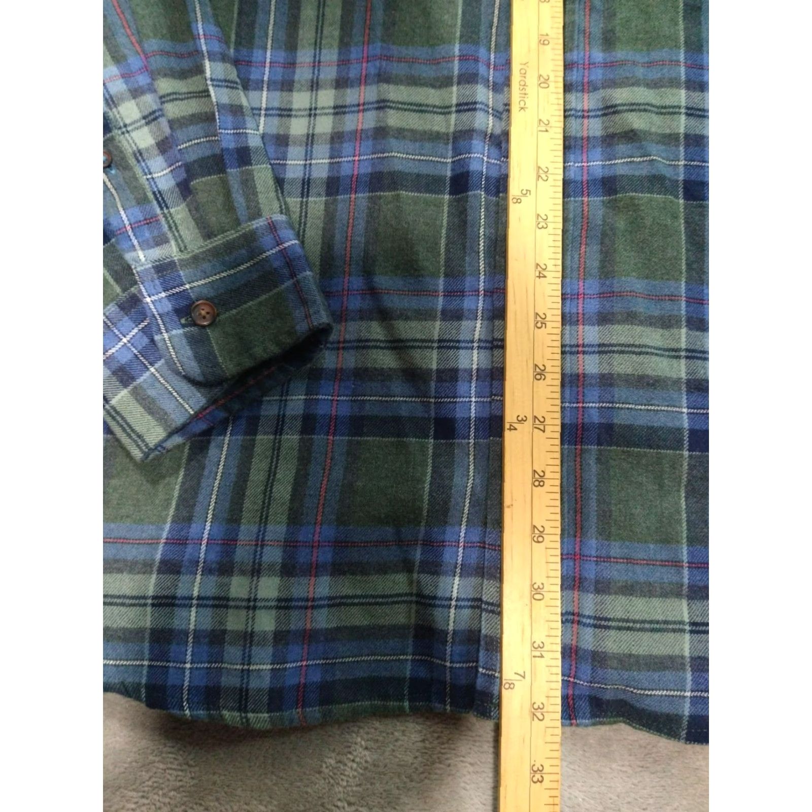 Izod Izod Mens Button-Up Shirt 3XL Green Plaid Flannel Blue Cotton Long Sleeve Casual Size US XXL / EU 58 / 5 - 4 Thumbnail