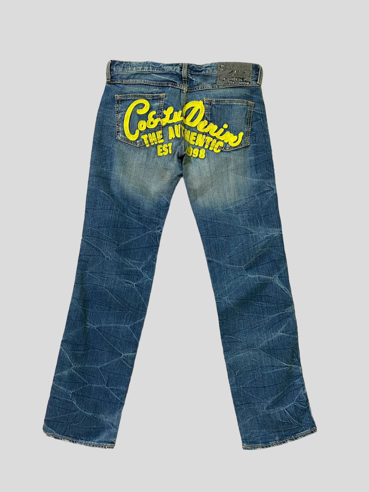 Hysteric Glamour × Japanese Brand × Vintage VINTAGE CO & LU YELLOW EMBROIDERED SPELL OUT DENIM JEANS Size US 30 / EU 46 - 1 Thumbnail