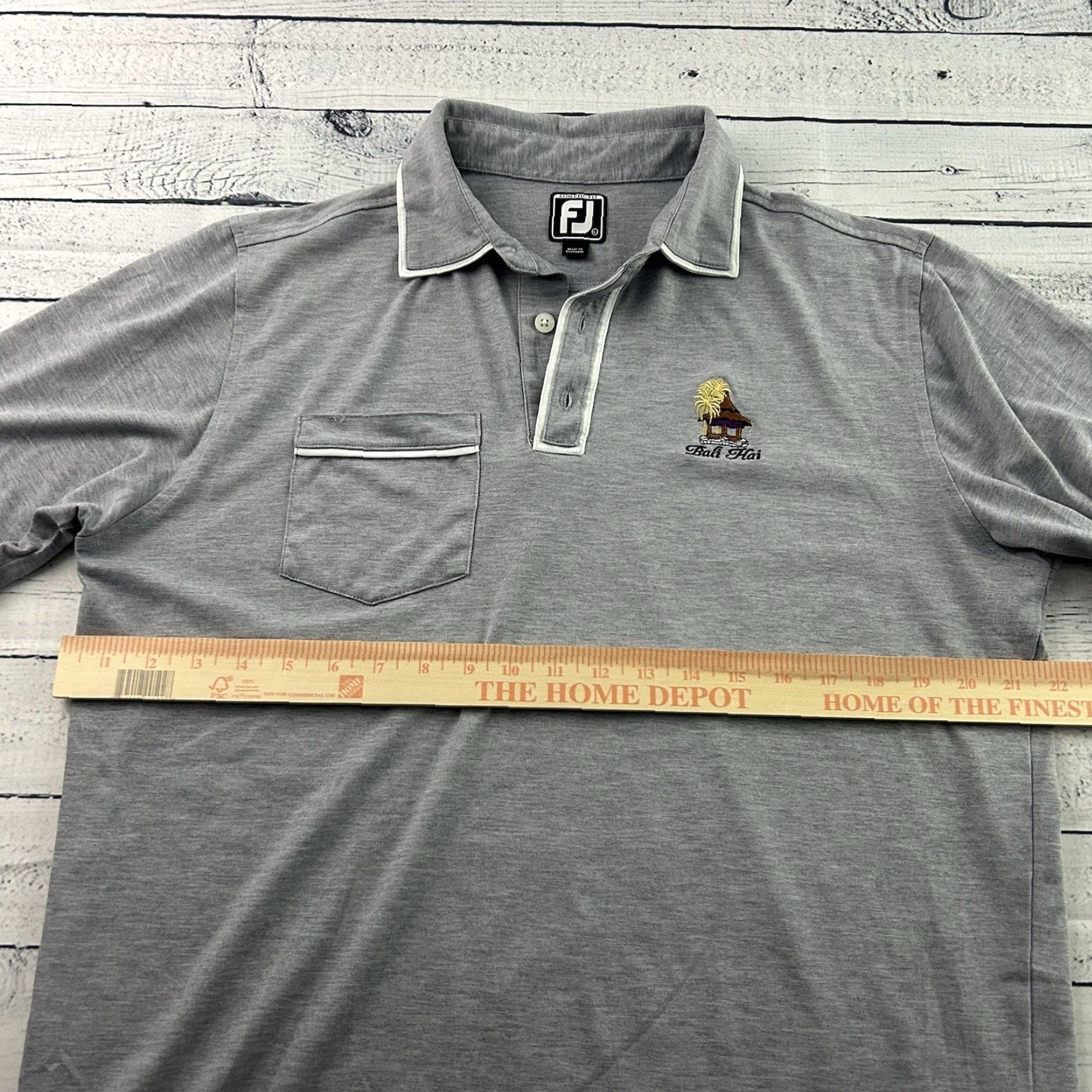 Footjoy FootJoy Athletic Fit Bali Hai Short Sleeve Golf Polo Shirt Men's L Gray Size US L / EU 52-54 / 3 - 5 Thumbnail
