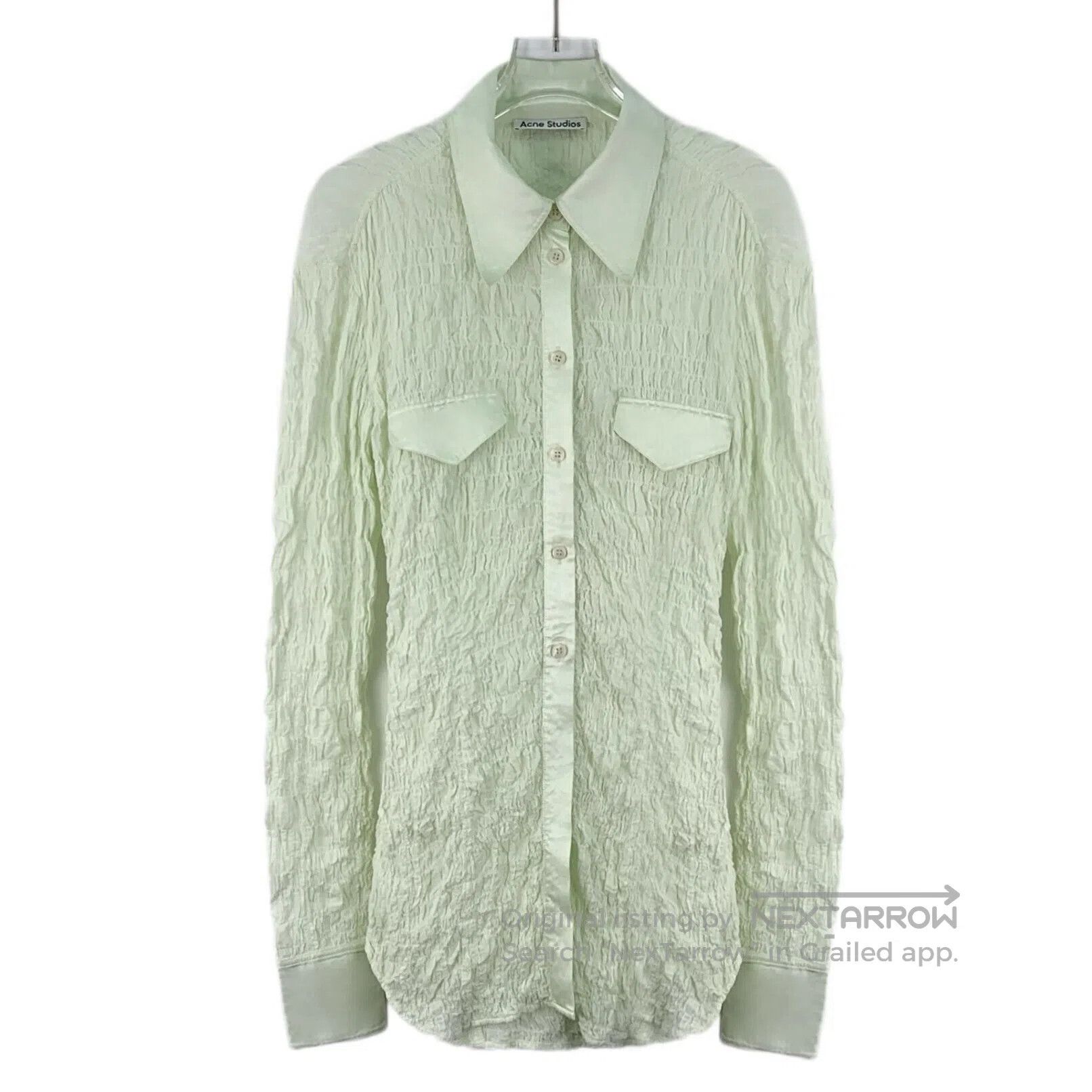 Acne Studios Acne Studios Light green pleated cotton button-down single Size XXS / US 00 / IT 34 - 1 Thumbnail