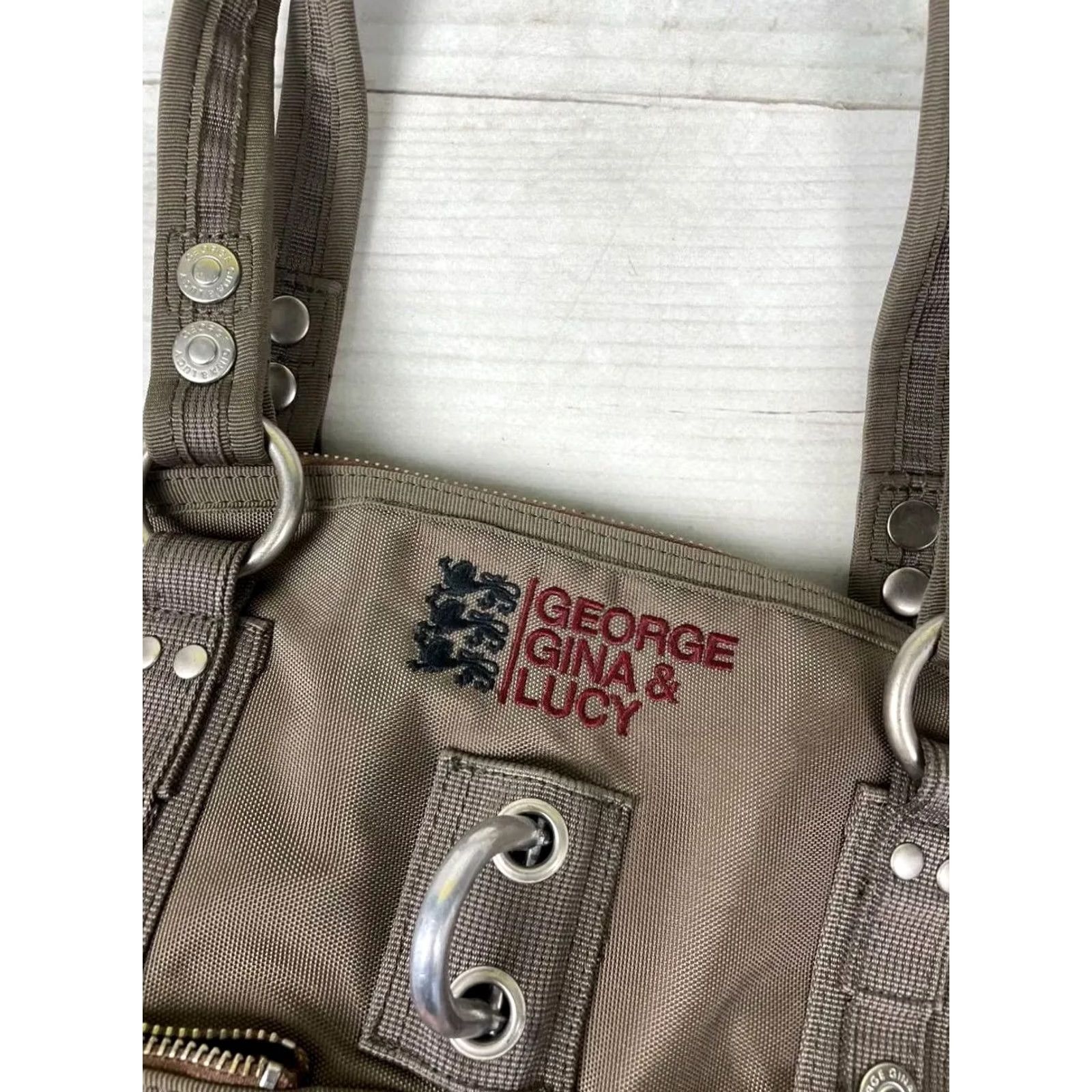 George Gina & Lucy VINTAGE George Gina & Lucy Hand Bag Styletto GGL Y2K Brown Top Handle Bag Zip Closure Double Handles Detachable Strap Polyester Exterior Brown Women Size ONE SIZE - 5 Thumbnail