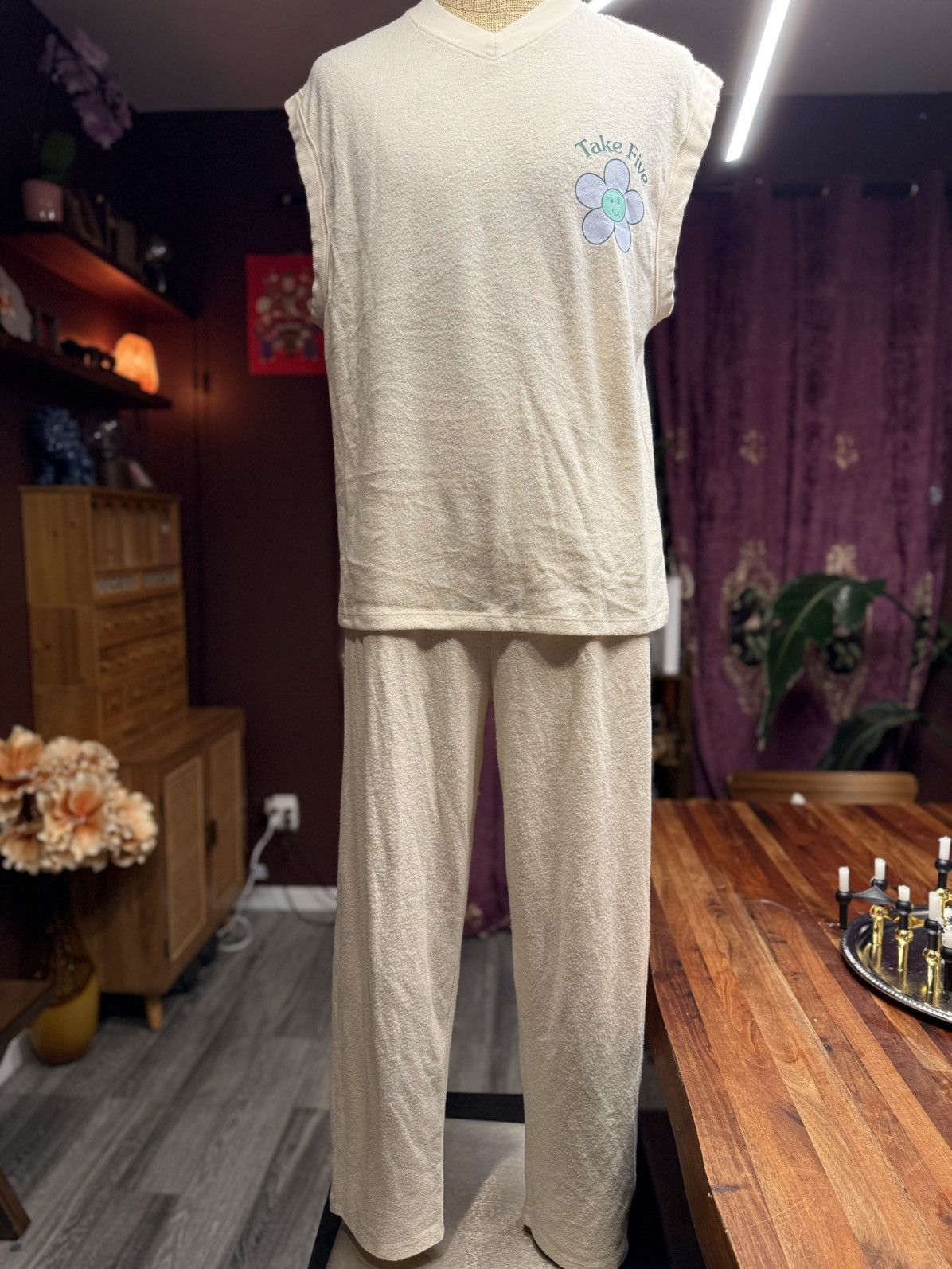 Asos “Take Five” Cream Lounge Set – Sleeveless Top & Pants Size US M / EU 48-50 / 2 - 2 Thumbnail