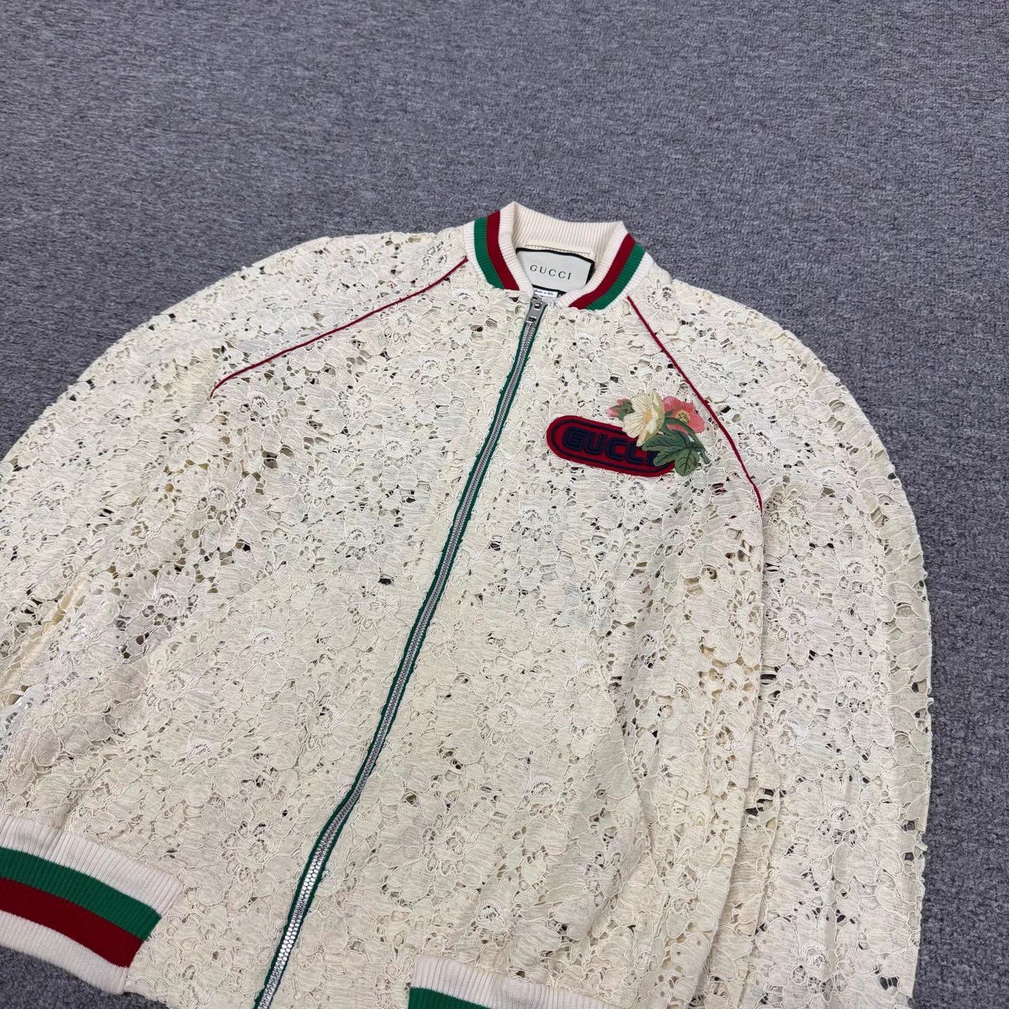 Gucci Gucci red green stripe floral chest lace jacket 40 Size S / US 4 / IT 40 - 4 Thumbnail