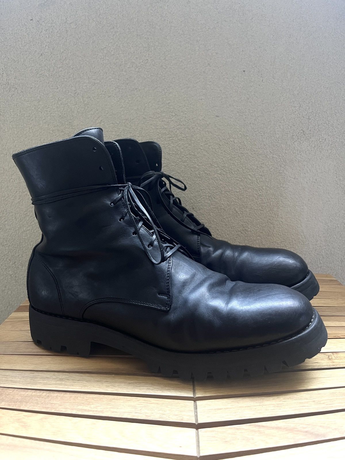 Pre-owned Guidi 795v Horse Full Grain Leather Shoes In Black