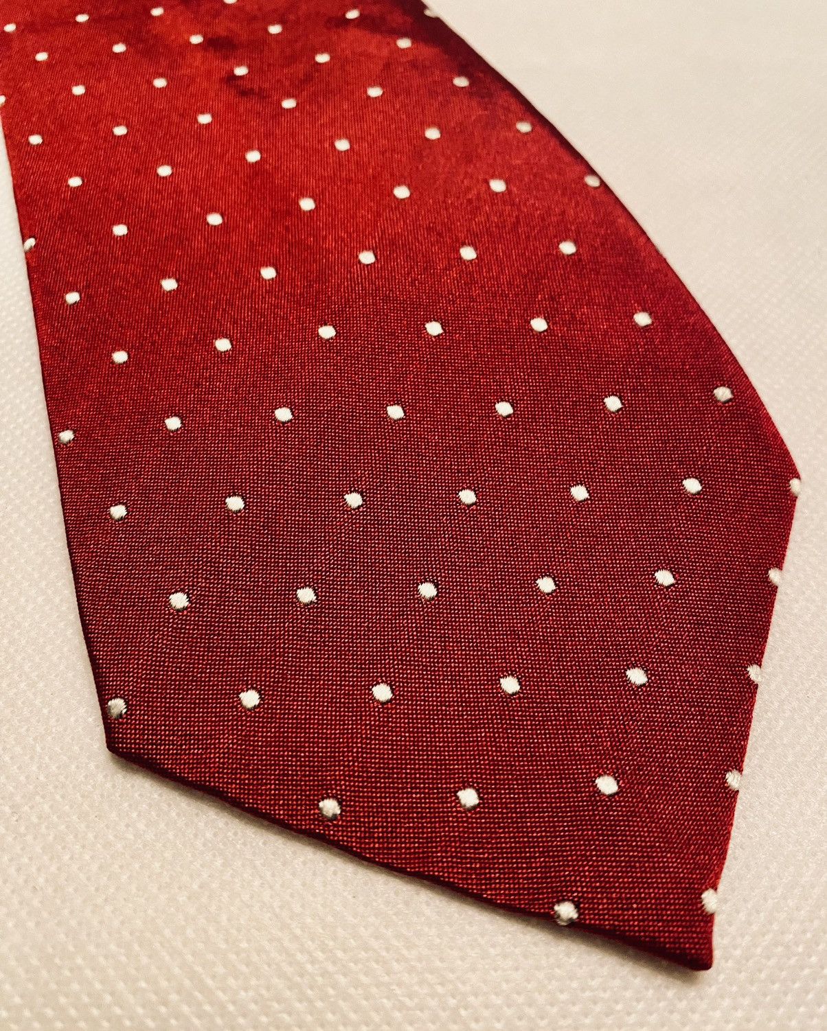 Paul Smith PAUL SMITH 🇮🇹 Red Micro Polka Dot Classic Pin Up Girl Silk Size ONE SIZE - 4 Thumbnail