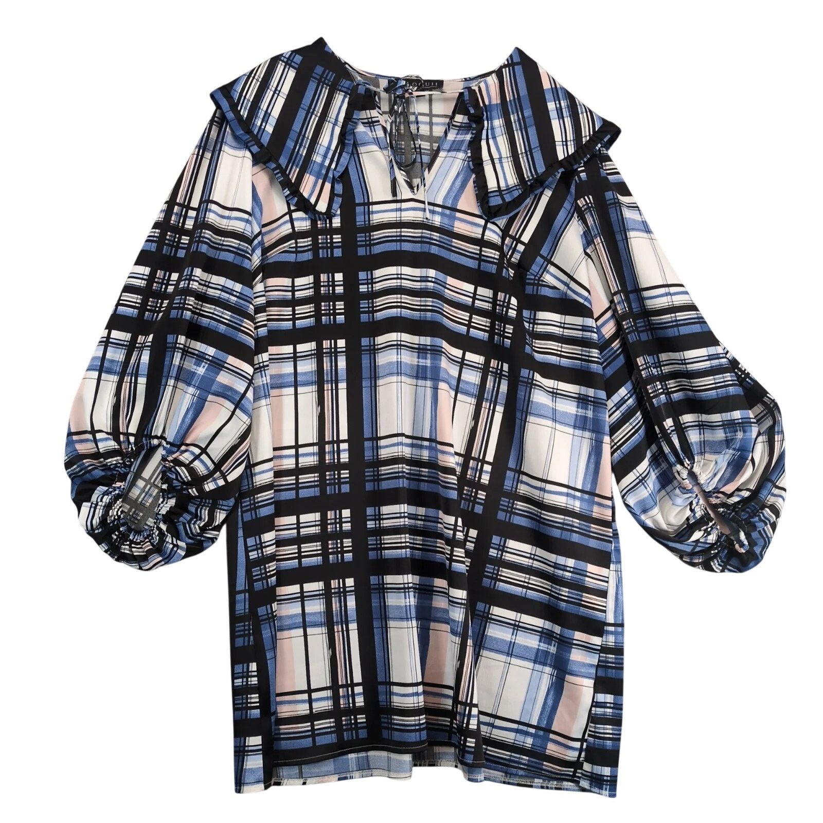 Other Eloquii Blue Plaid Boho Shift Dress Sz 16 Puff Sleeve Size XXL / US 16-18 / IT 52-54 - 1 Thumbnail