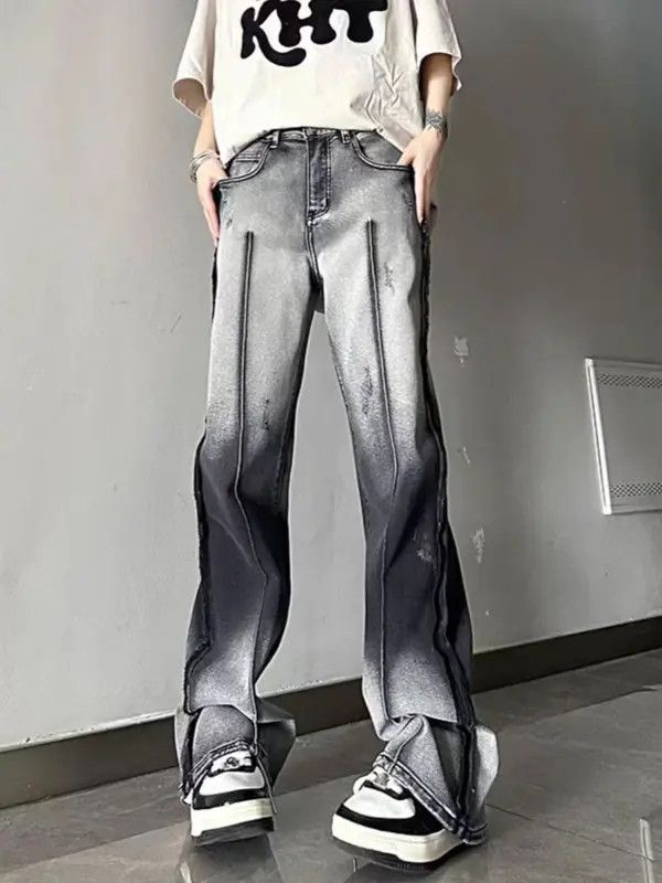 Japanese Brand VIBE Double-stitched gradient zipper bootcut jeans Size US 34 / EU 50 - 6 Thumbnail