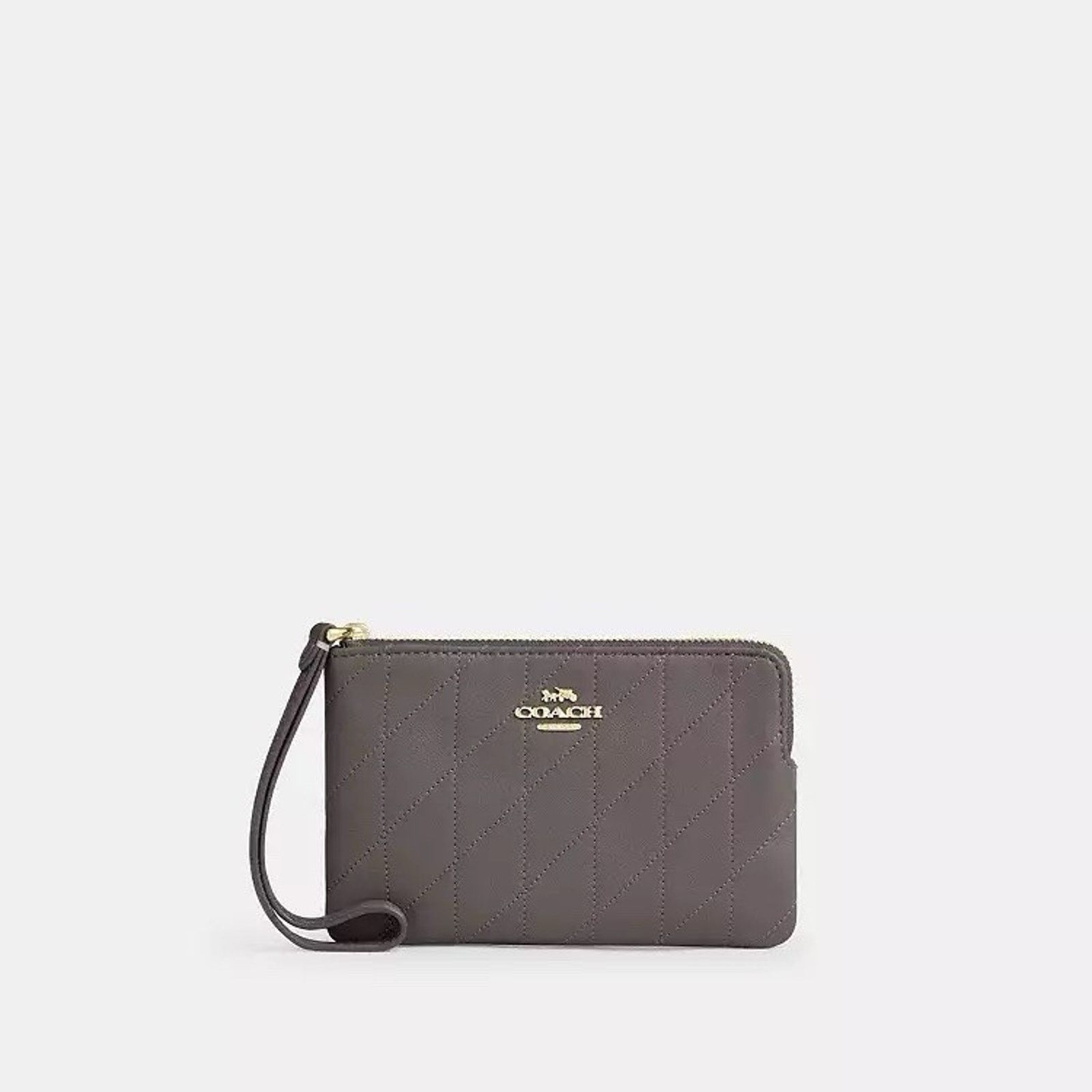 Coach NWT Coach Corner Zip Wristlet CEL99 Gold/Slate leather Size ONE SIZE - 4 Thumbnail