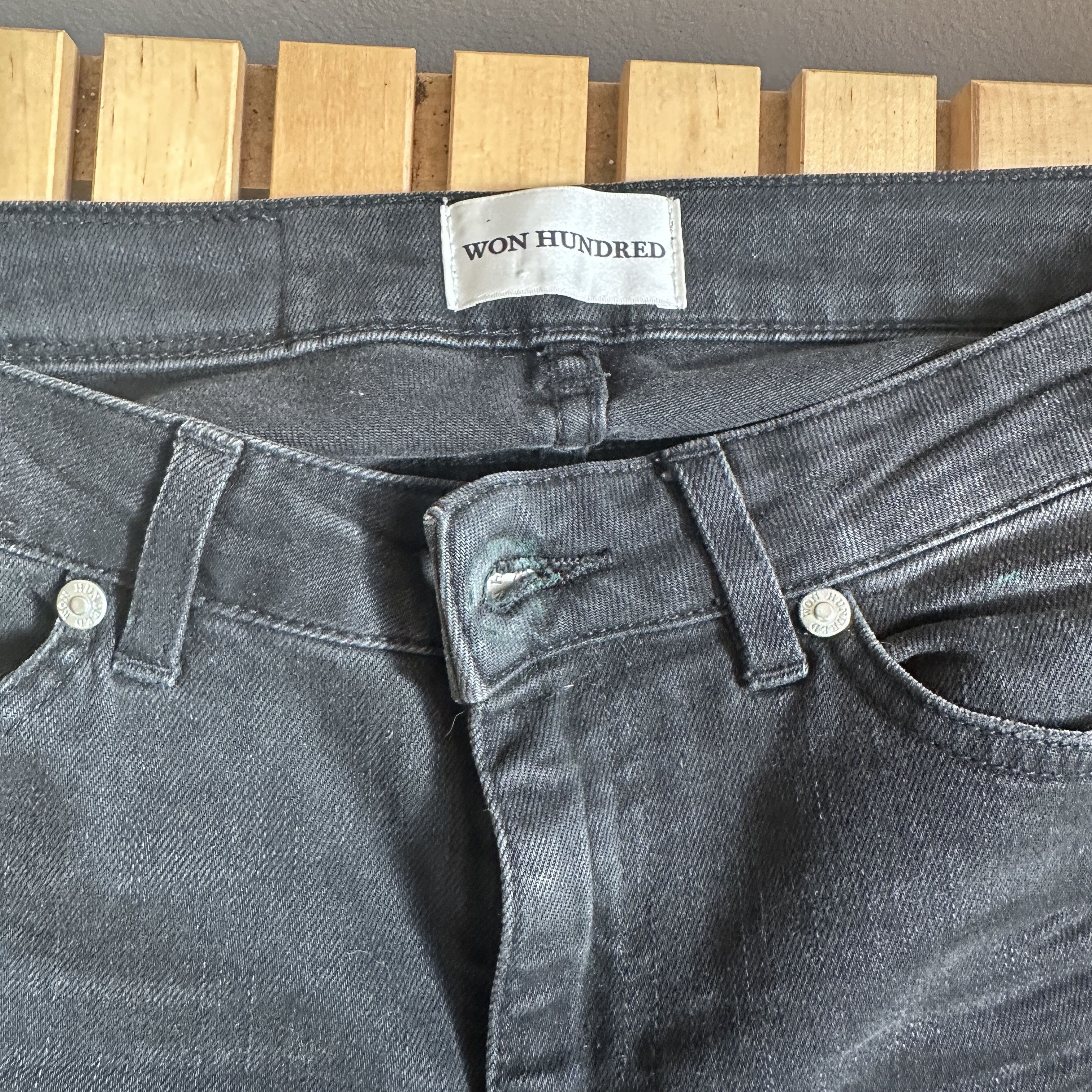 Won Hundred Won Hundred Skinny Mid-Rise Washed Black Jeans Size 27" / US 4 / IT 40 - 6 Thumbnail
