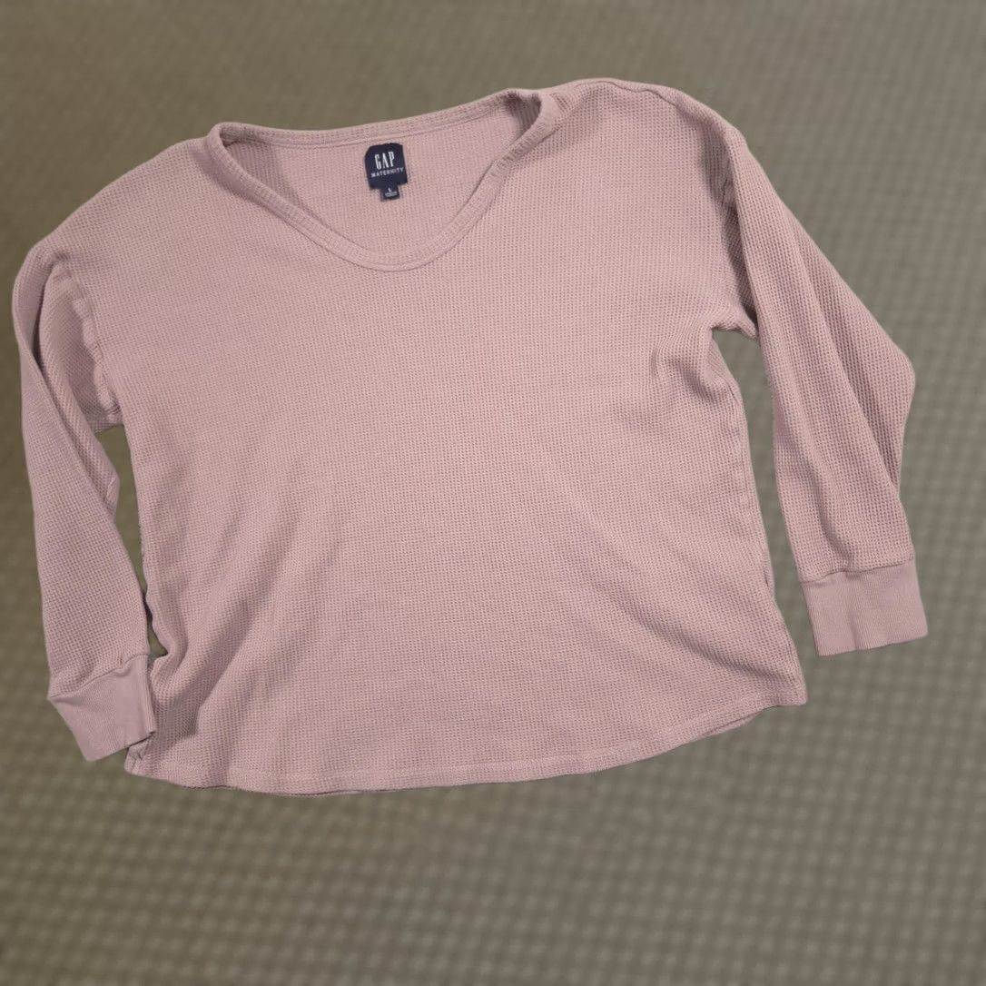 Gap VINTAGE? Gap Shirt Womens Large Pink Maternity Waffle Knit Thermal V Neck Long Sleeve Top Size L / US 10 / IT 46 - 1 Thumbnail