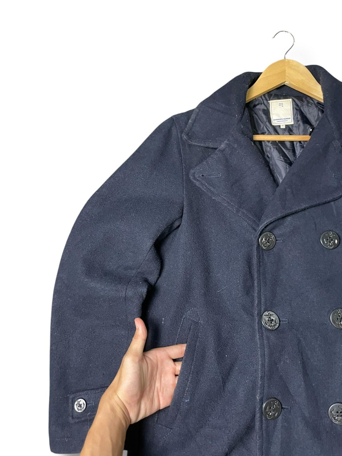 Japanese Brand × Vintage Sevendays Sunday Double Breasted Wool Coat (3) Size US L / EU 52-54 / 3 - 4 Thumbnail