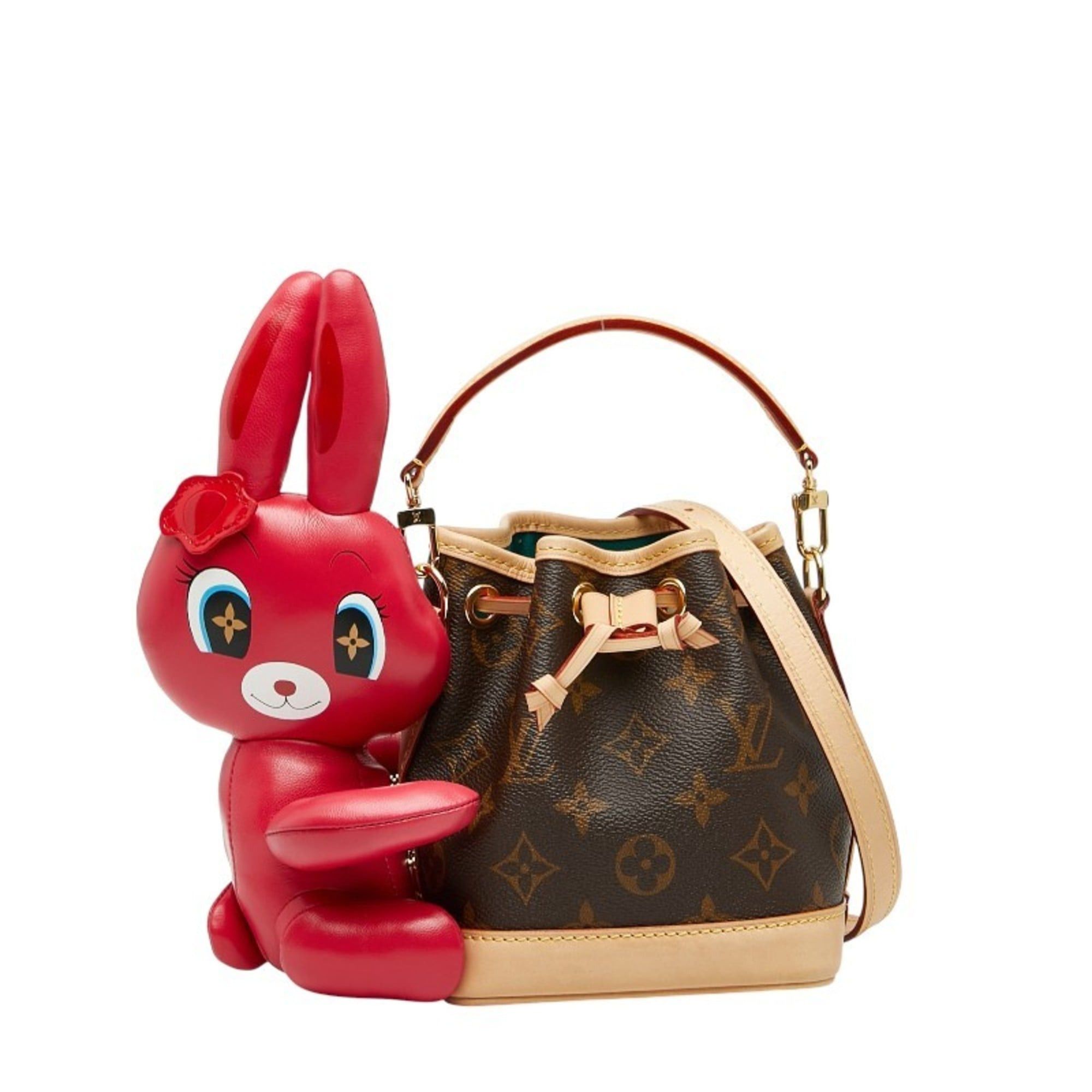 Louis Vuitton Louis Vuitton x Sun Yitian Nicolas Ghesquière Animogram Nano Noe Handbag/Shoulder Bag, 2-Way, M11305, Brown/Pink Leather, Women's, LOUIS VUITTON Size ONE SIZE - 1 Thumbnail