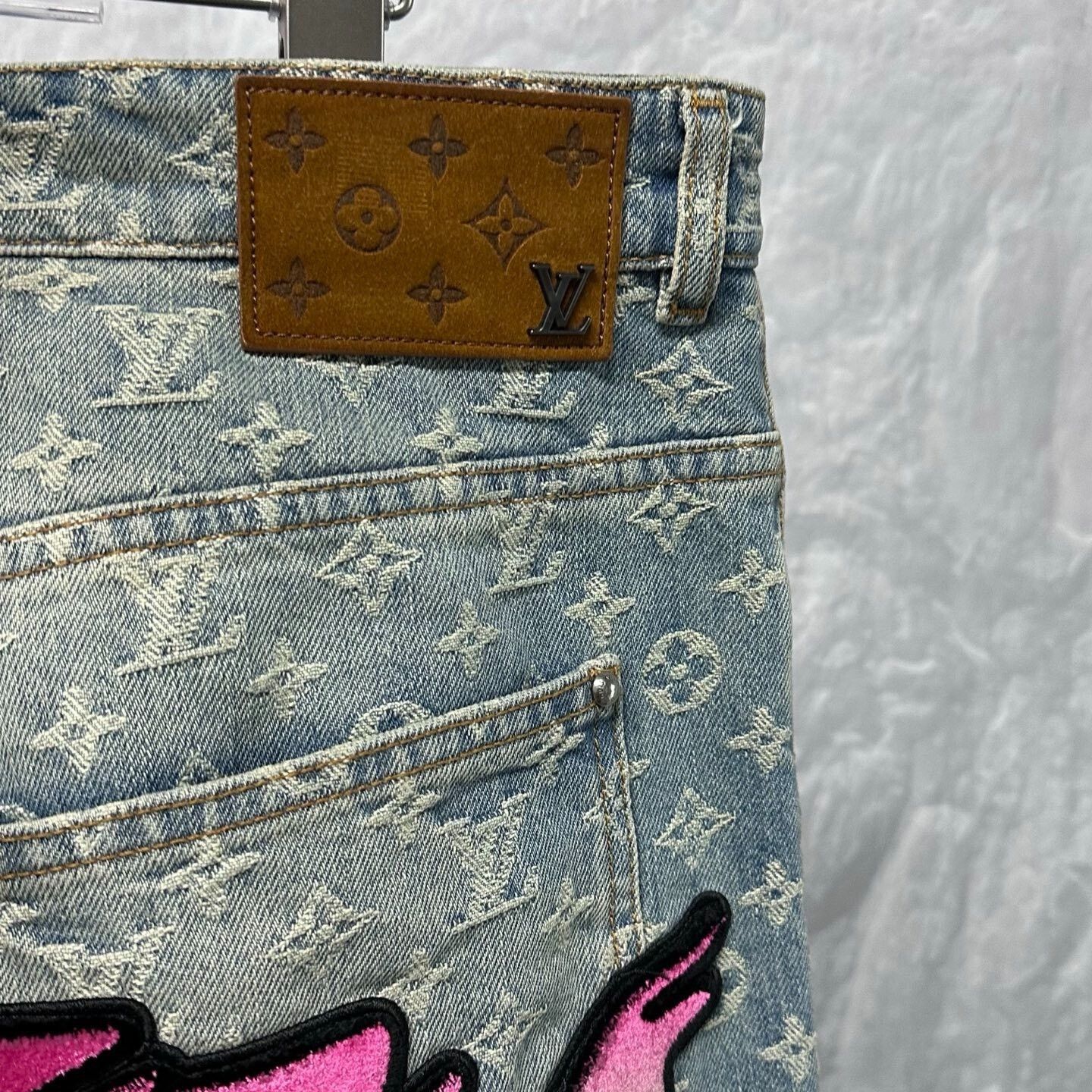Pharrell Louis Vuitton Pharrell Flocked Logo Denim Pants Size US 34 / EU 50 - 3 Thumbnail